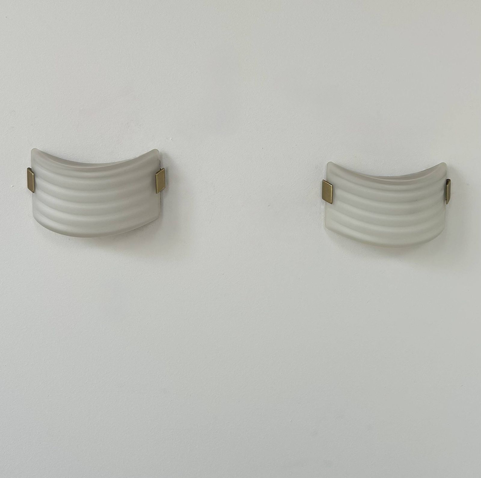 Pair Of Vintage Wall Lights, Opaline Glass And Brass, France, 1970. photo buy