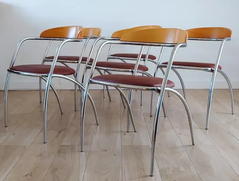 Mid Century Retro Italian Chrome Dining Chairs By Effezeta (Set Of 6) photo furniture