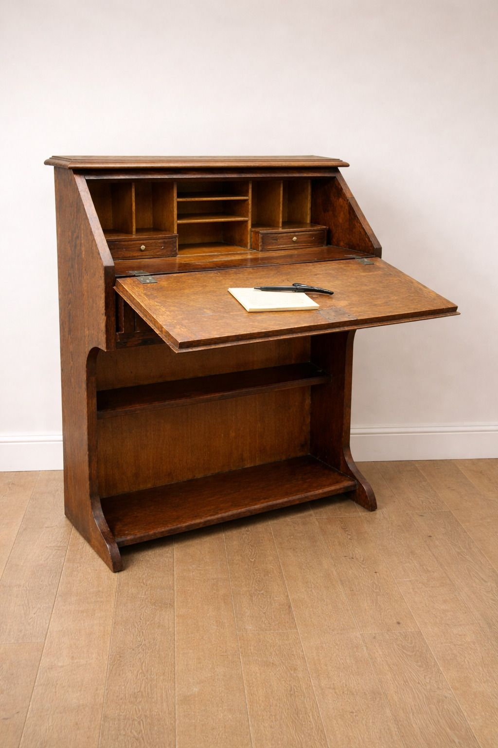Antique Oak Secretary Desk – Drop Front Writing Bureau C.1910–1930