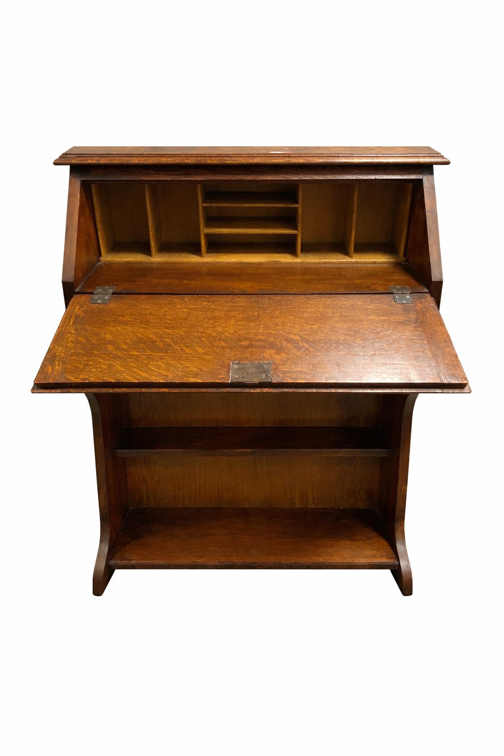 Antique Oak Secretary Desk – Drop Front Writing Bureau C.1910–1930 photo for sale