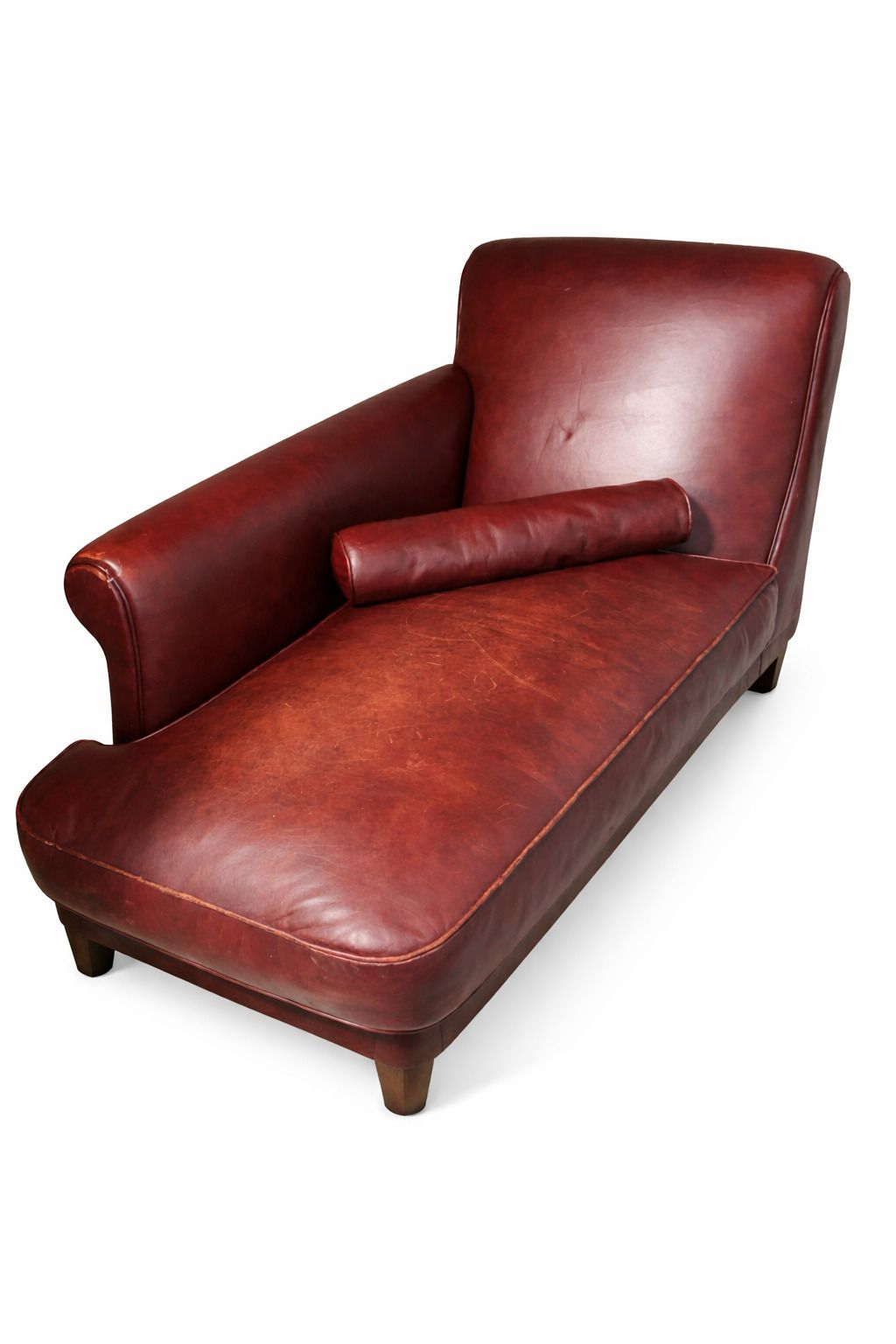 Vintage Leather Chaise Longue – Oxblood Mid Century Club Style photo furniture