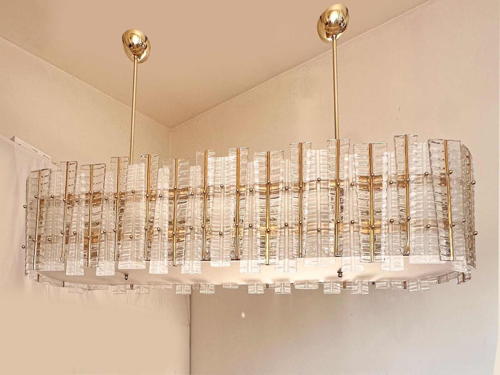 photo for sale Contemporary Modern Italian "Tropical" Murano Glass Gold Chandelier By Simoeng