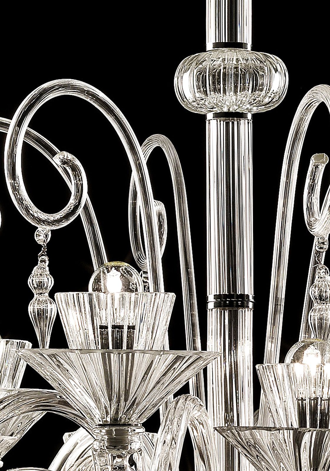 Imperial Trasparent And Gold "Rigadin" Murano Glass Chandelier photo 9609.0