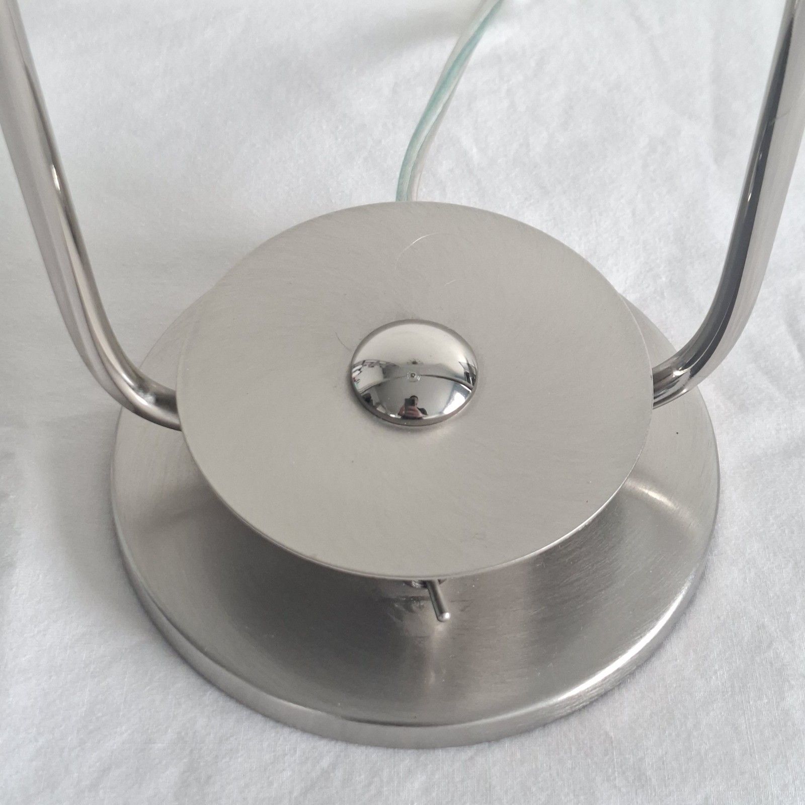 Contemporary Italian Chrome Bedside Table Lamp Concave Glass Shade Stylish photo Lighting