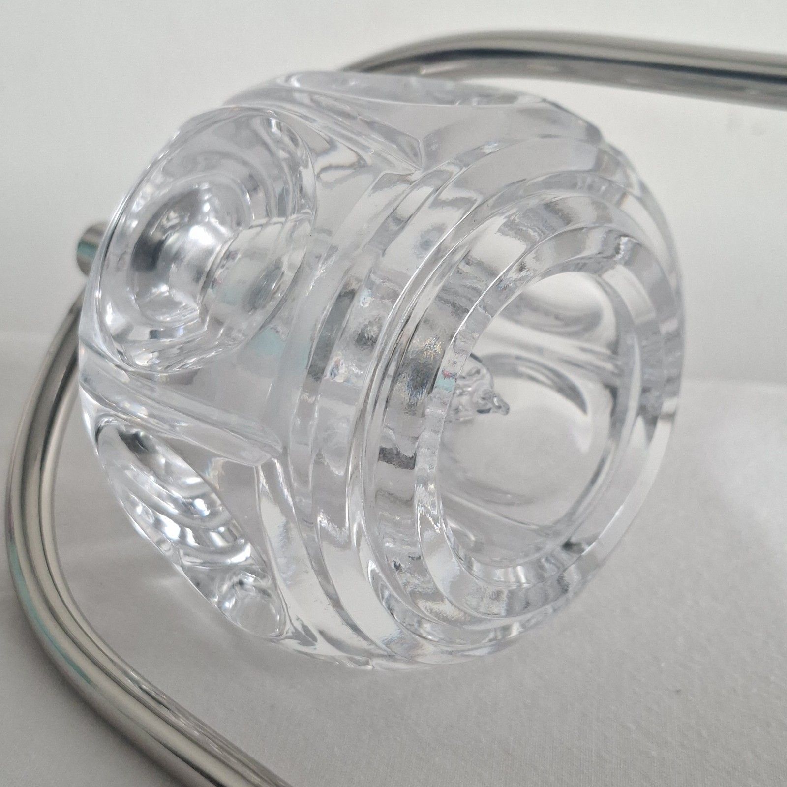 Contemporary Italian Chrome Bedside Table Lamp Concave Glass Shade Stylish photo vinterior