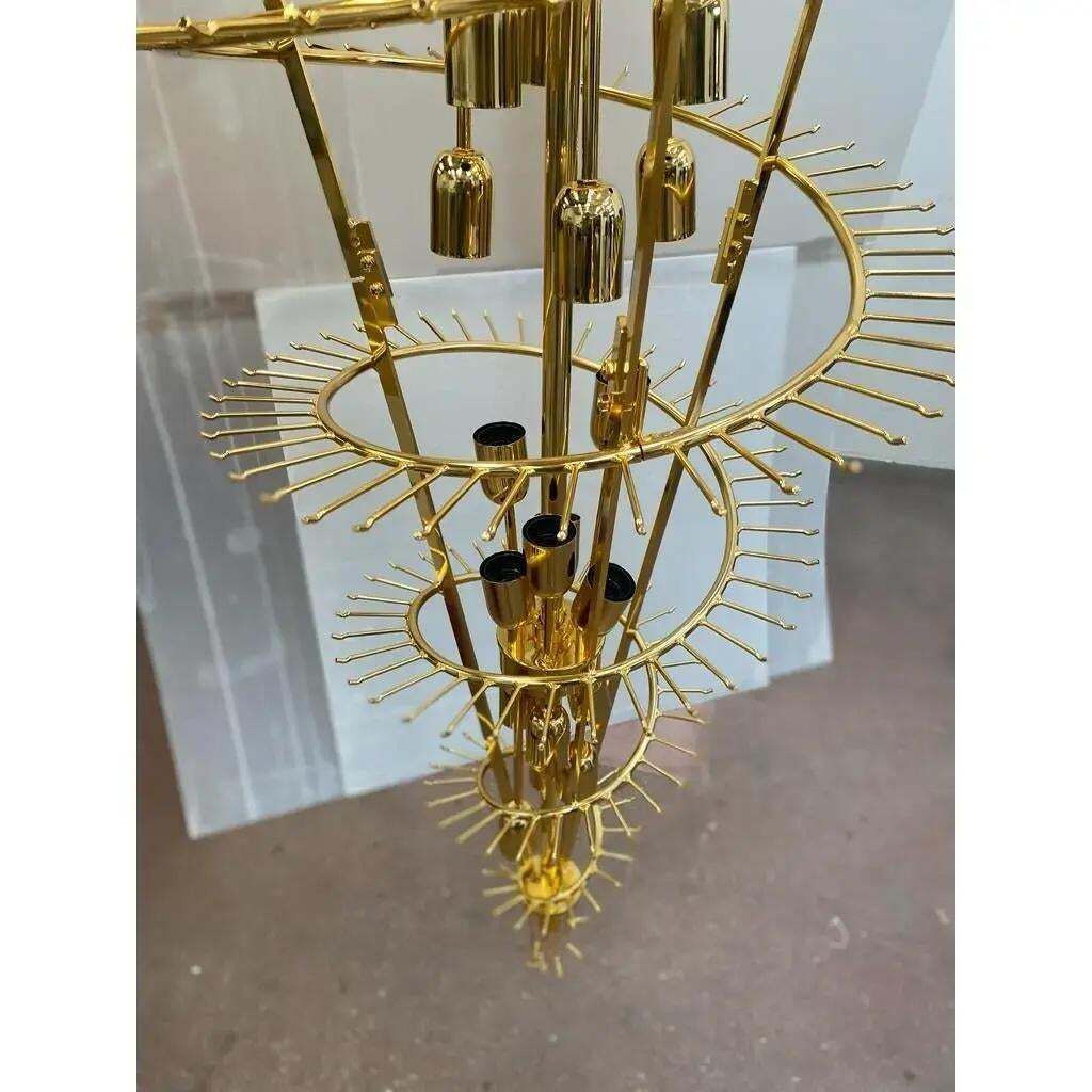 Mid Century Modern Oversized Contemporary Murano Glass Chandelier, “Quadriedro” Design In Fumé And Gold Twister photo Lighting