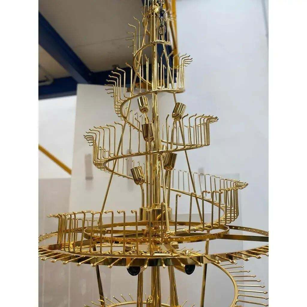 Mid Century Modern Oversized Contemporary Murano Glass Chandelier, “Quadriedro” Design In Fumé And Gold Twister photo vinterior