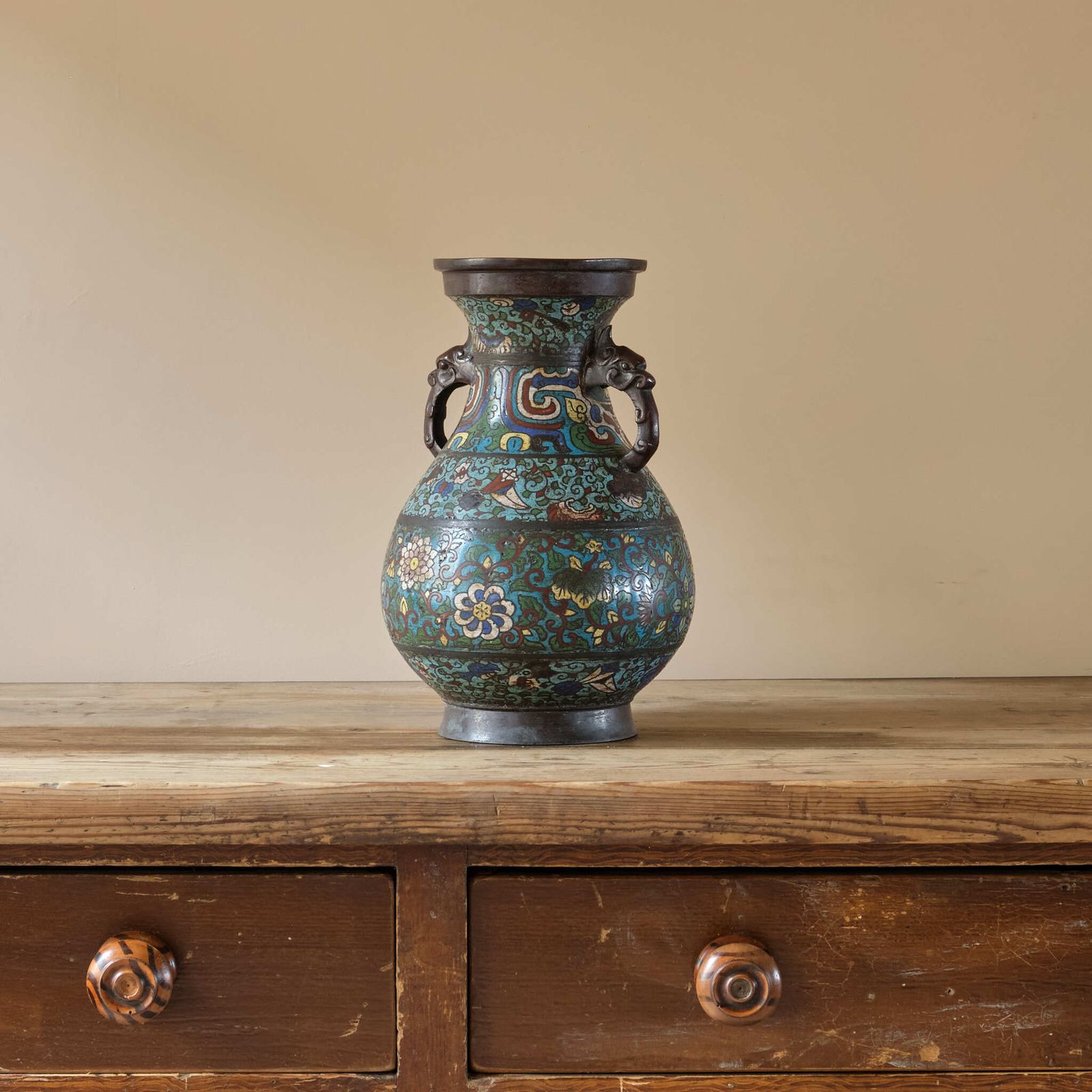 Antique Eastern Champleve Enamel And Bronze Vase photo Home Decor