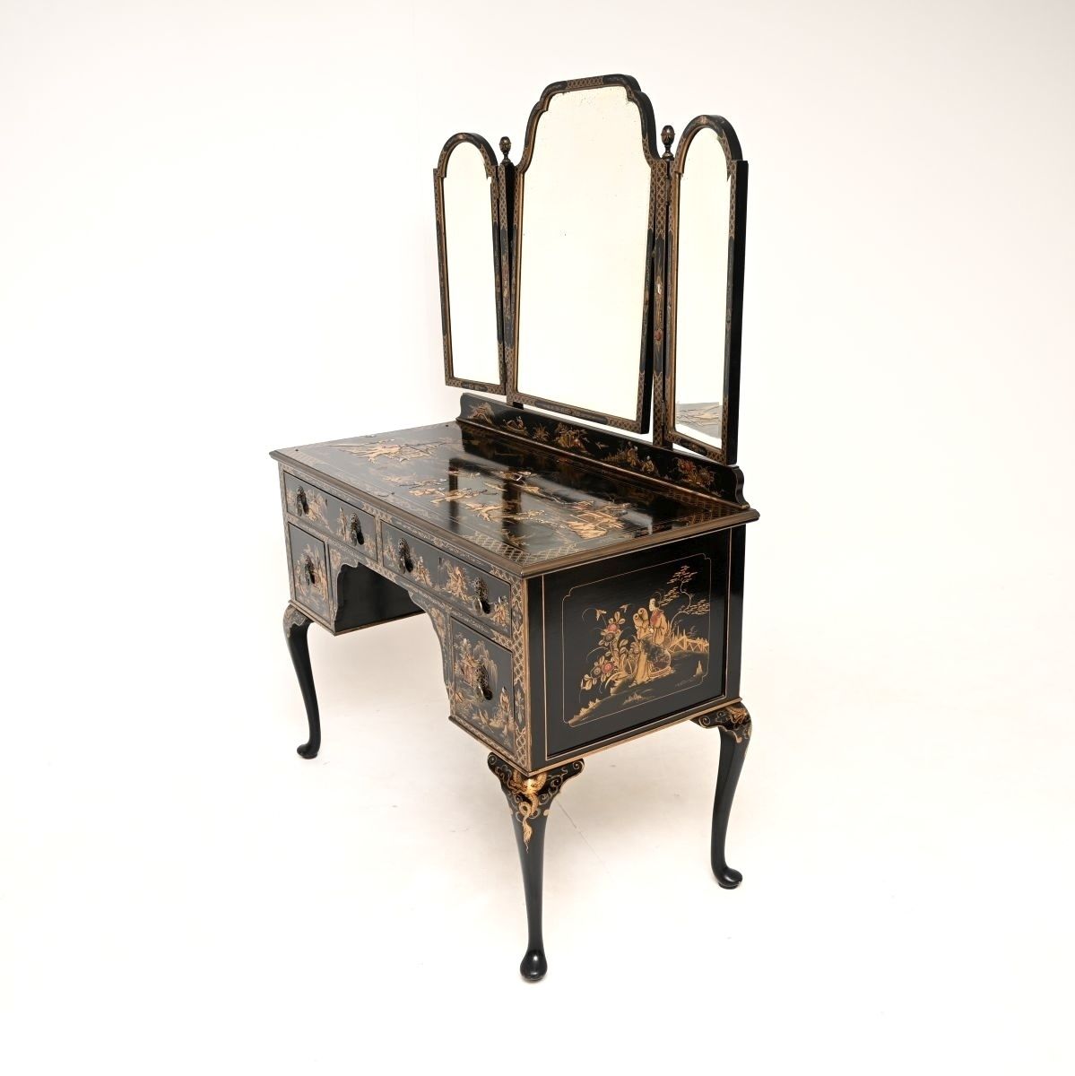 Antique Lacquered Chinoiserie Dressing Table photo for sale