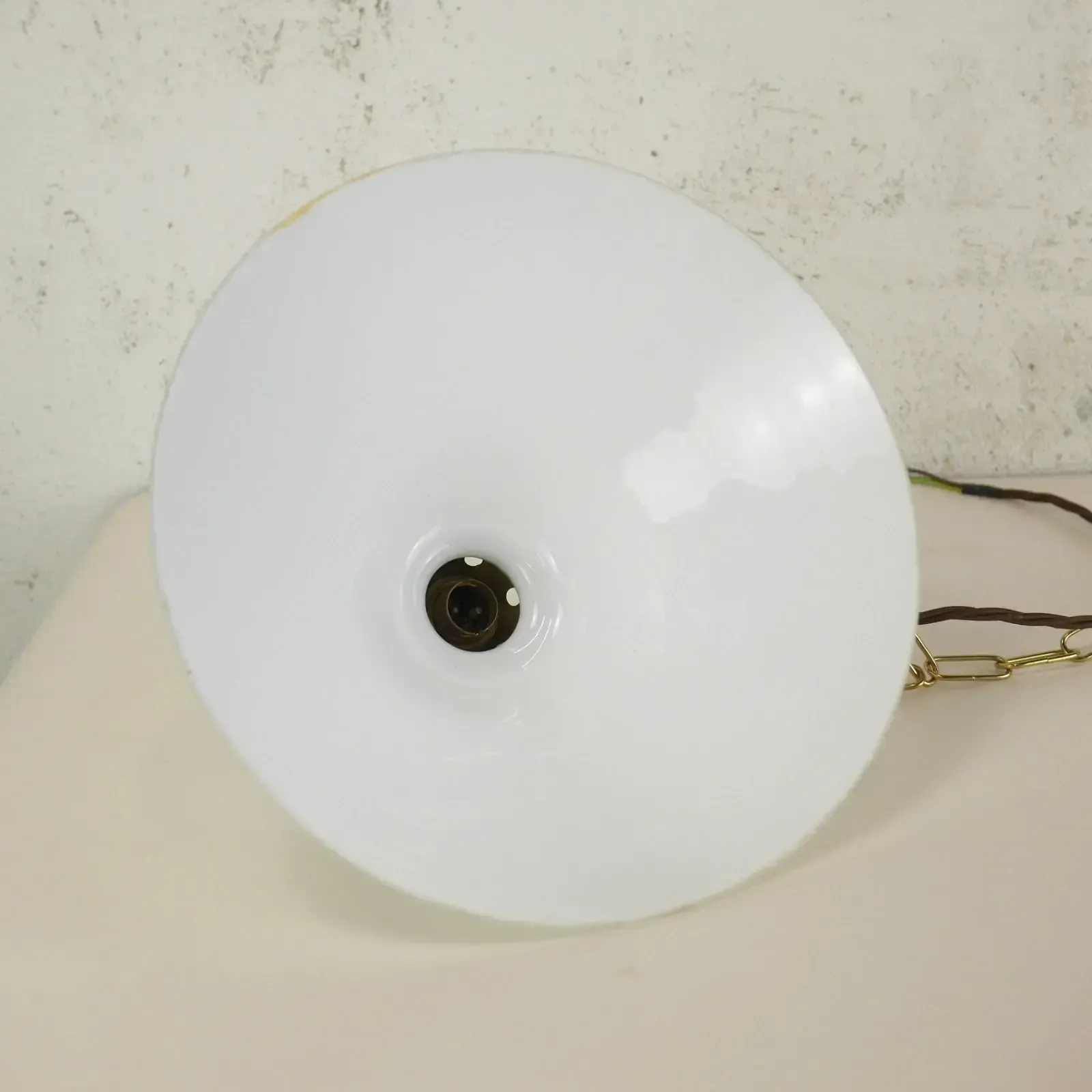 Vintage Milk White Glass Coolie Light Shades Brass Fitting Pendant L #103161 photo vintage