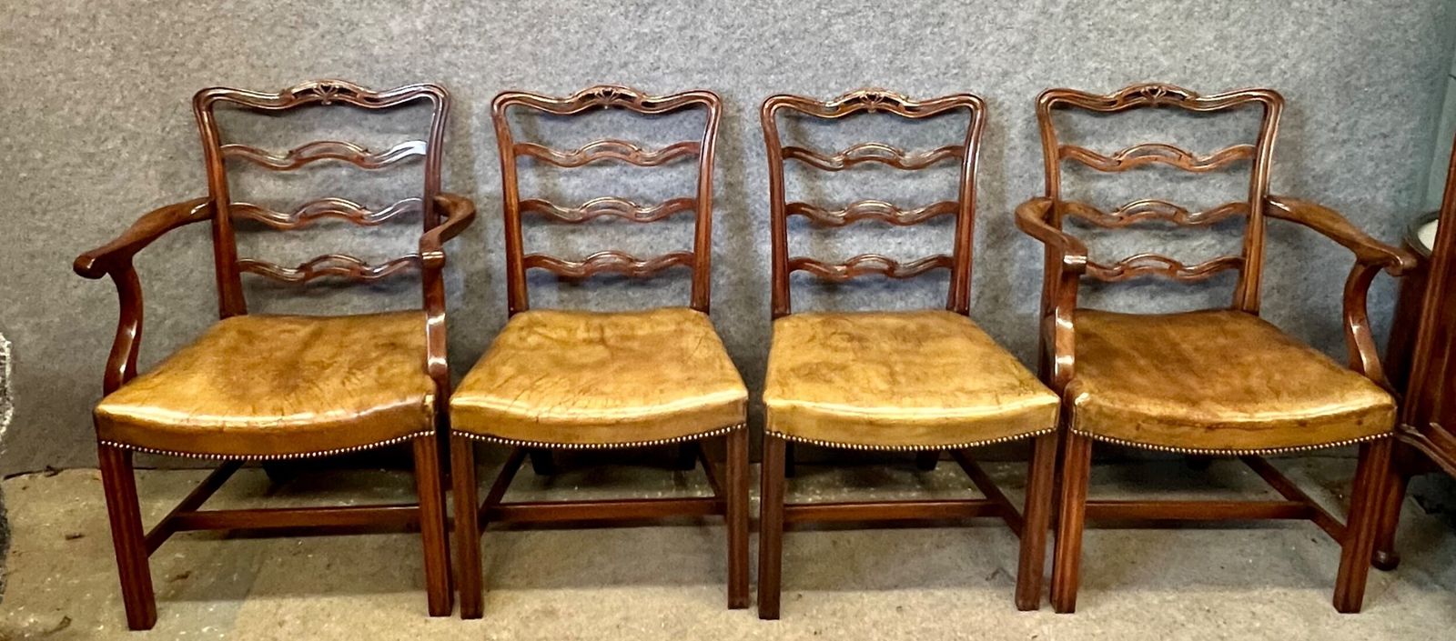 Good Set Of 8 (6 + 2) Chippendale Style Mahogany Dining Chairs photo furniture