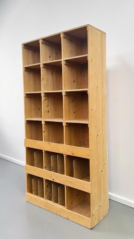 Vintage Solid Pine Cube Bookcase Piegon Hole Bookcase Industrial Style photo vinterior