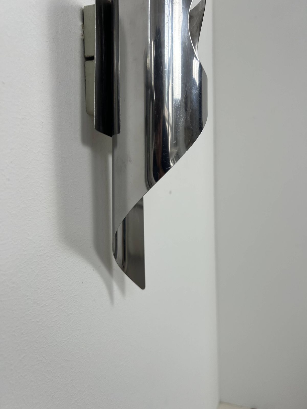 Pair Of Vintage Wall Lights, Chrome Metal, France, 1970. photo Lighting