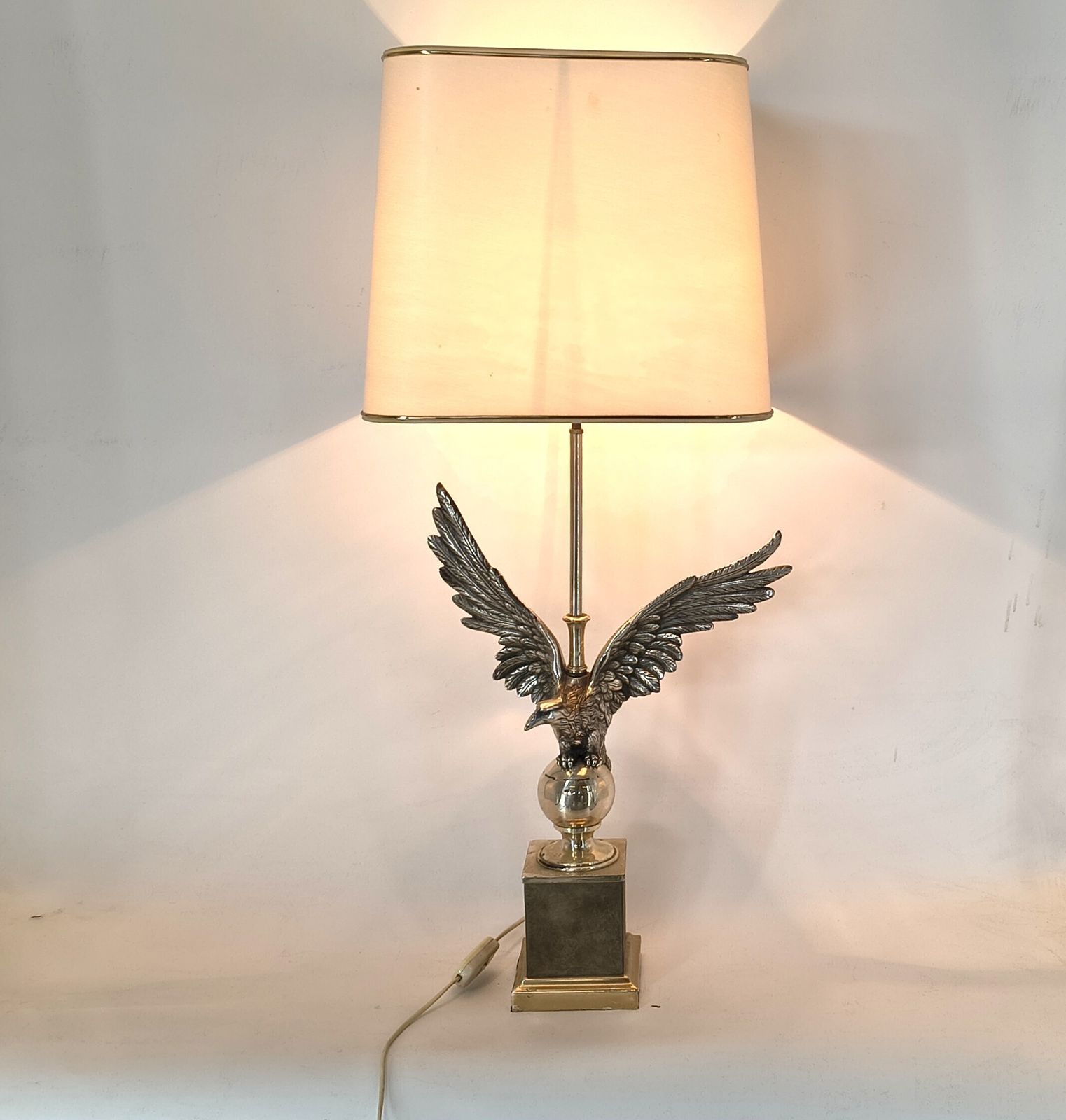 Pair Of Nikkel Eagle Table Lamps By Loevsky And Loevsky, 1970s photo for sale
