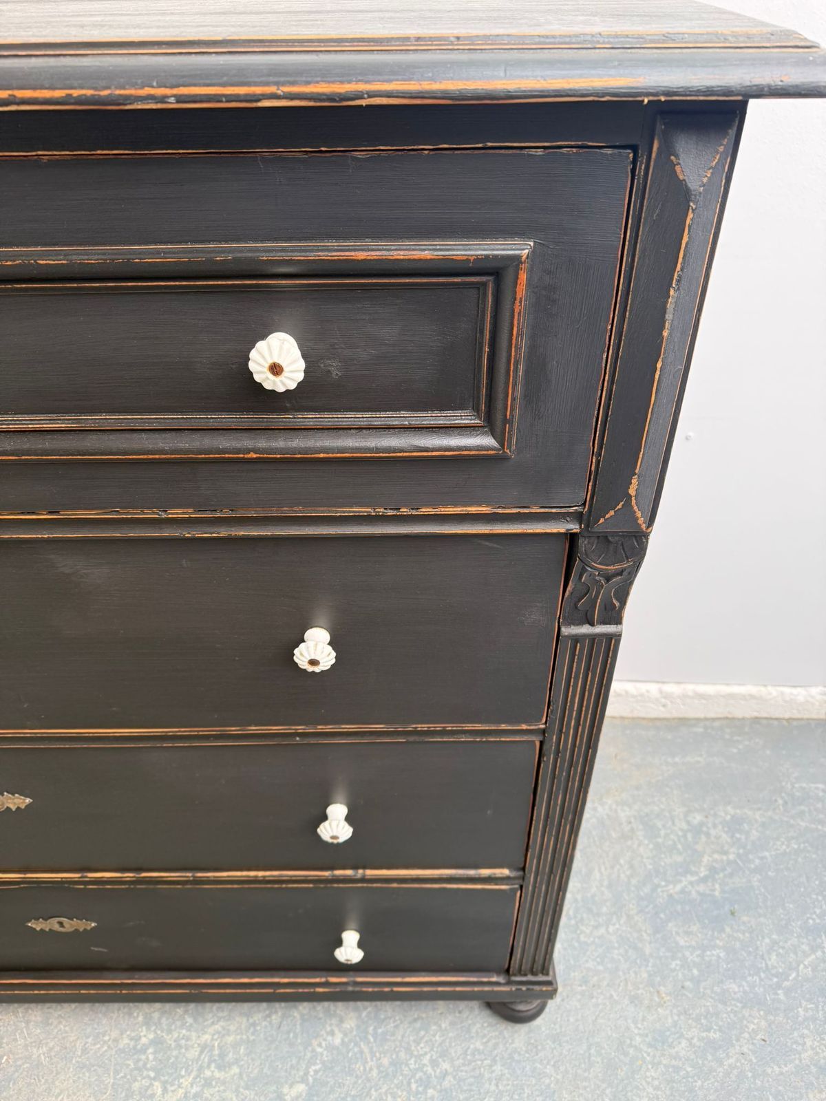 photo furniture A Mint Clean Pine Hungarian Victorian Painted Black Chest Of Drawers
