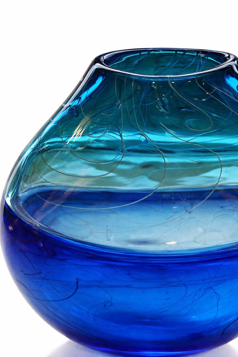 Ludic Blue And Teal Studio Glass Vase By Stuart Akroyd, 1990s photo Home Decor