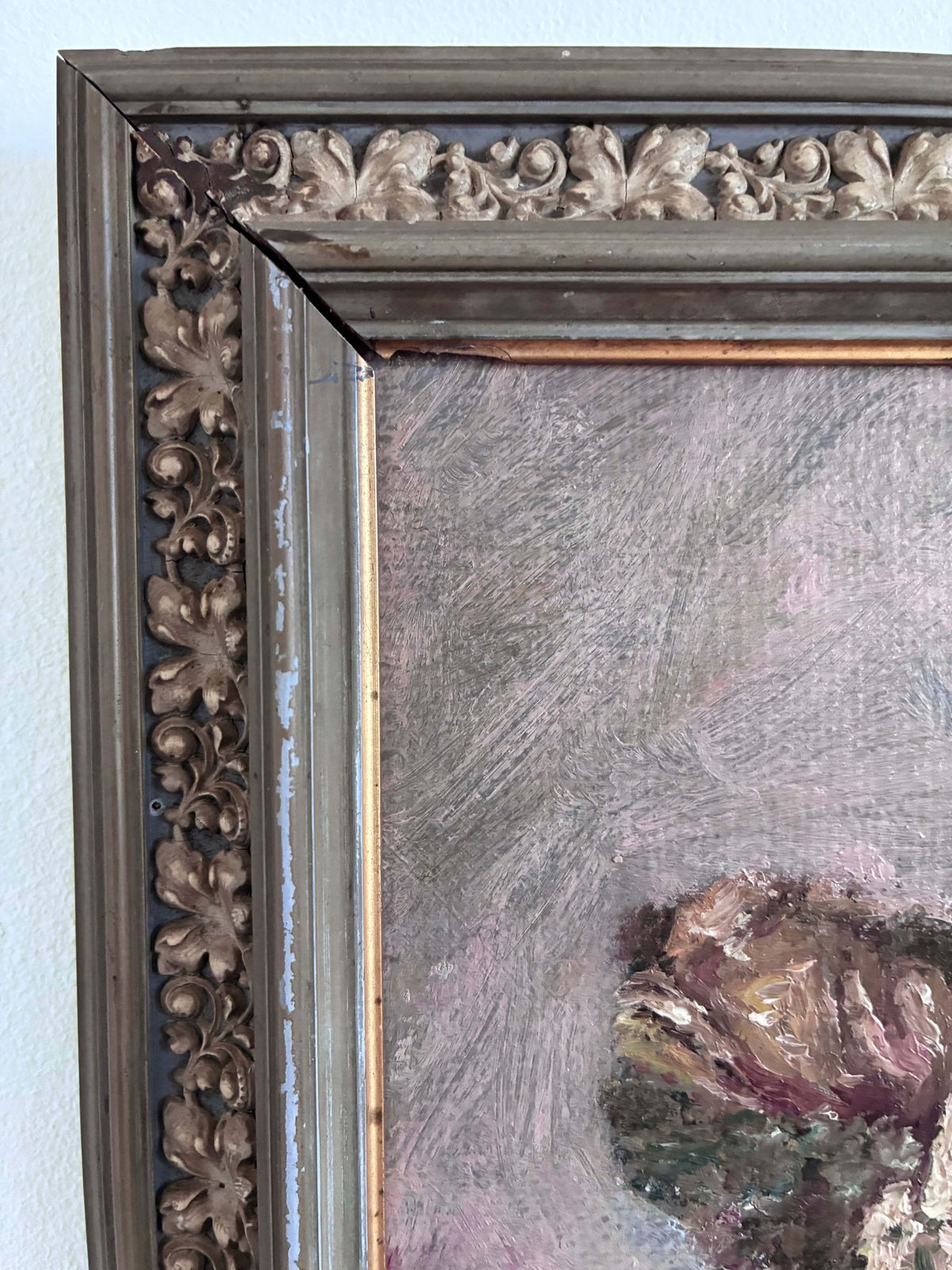Vintage Original Flower Oil Painting, Flower Still Life Art photo buy
