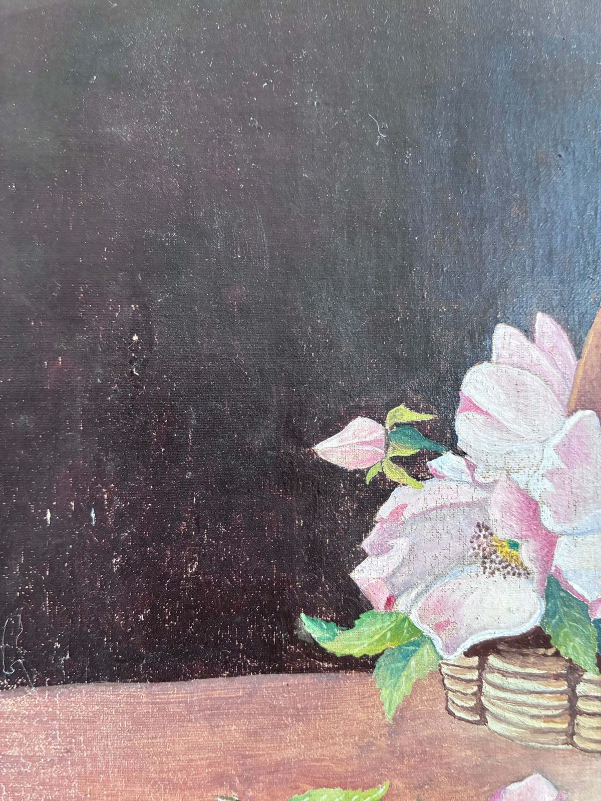 photo buy Set Of Vintage Original Flower Oil Painting, Flower Still Life Pair