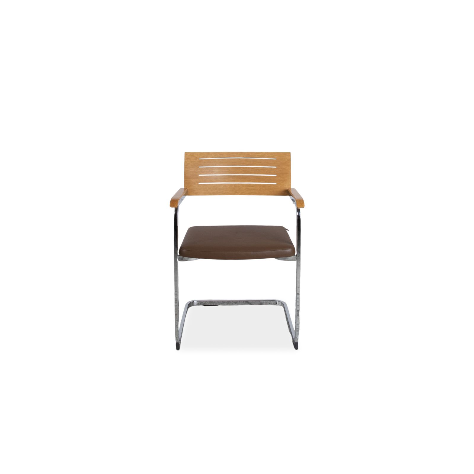 Mobilier Lot de 4 chaises en cuir Züco, bois brun photo