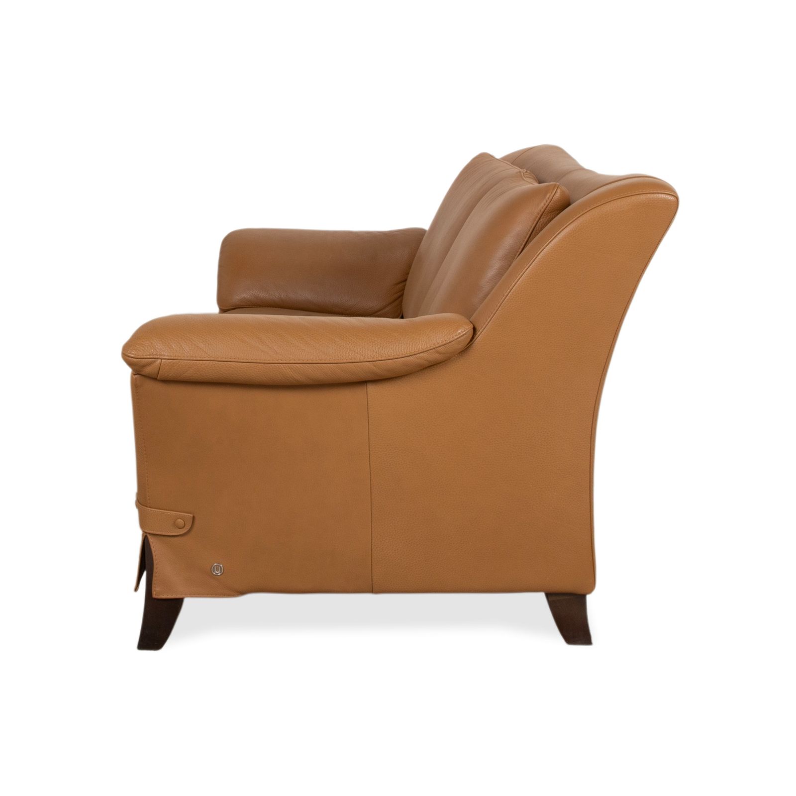Furniture Natuzzi Leather Two Seater Brown Cognac Sofa photo