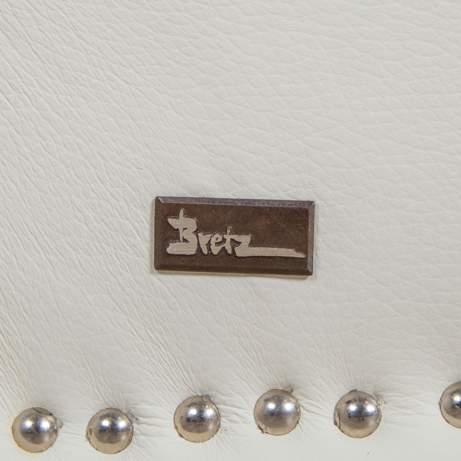 Bretz Gaudi Leather Three Seater Sofa White Cream Beige Silver Lion's Paw Feet Rivets photo vinterior
