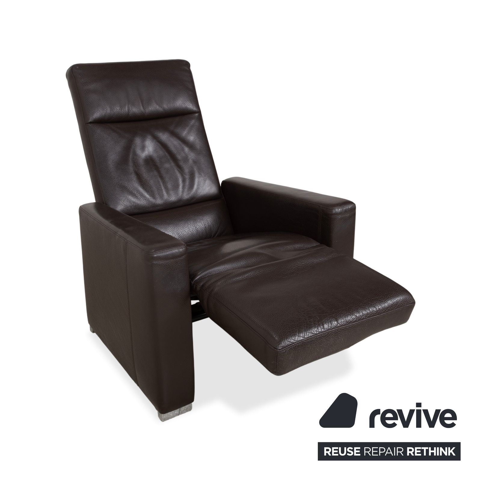Brühl Alba Leather Armchair, Brown, Including Manual Reclining Function And Chrome Feet, Thick Leather photo Furniture