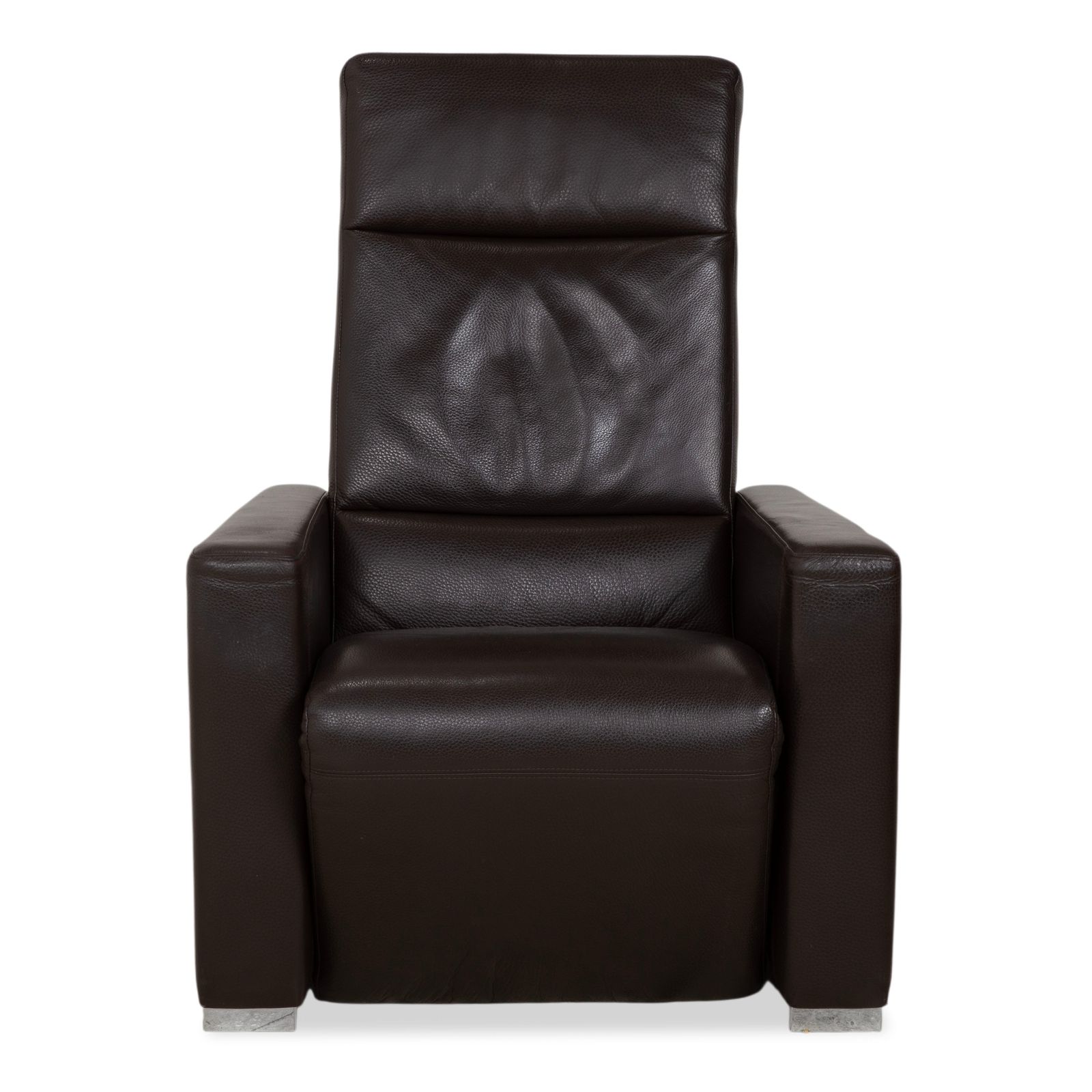 Furniture Brühl Alba Leather Armchair, Brown, Including Manual Reclining Function And Chrome Feet, Thick Leather photo