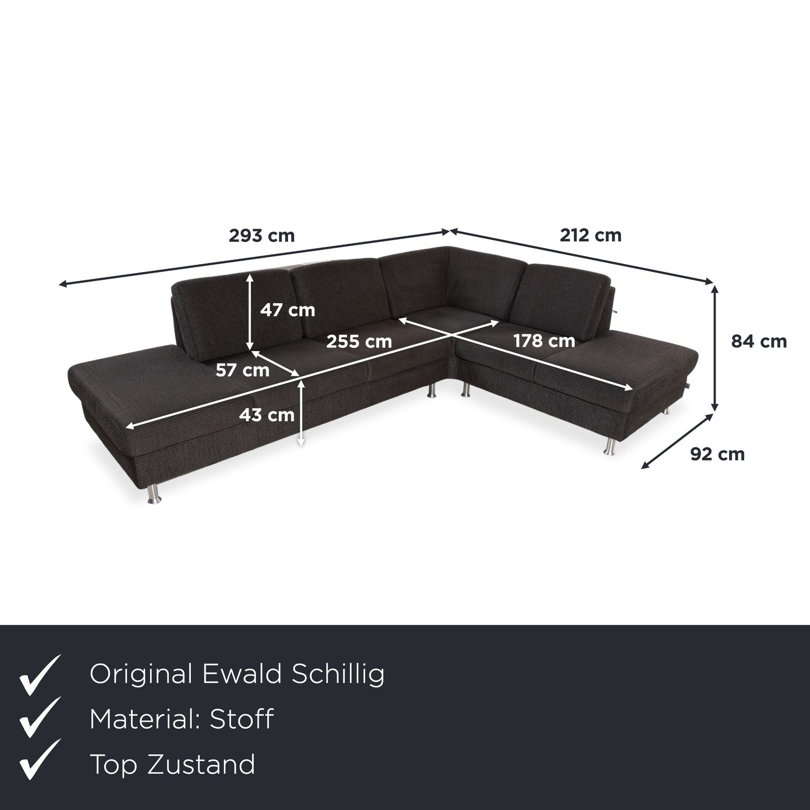 Ewald Schillig Flex Plus Stof Hoekbank Grijs photo furniture