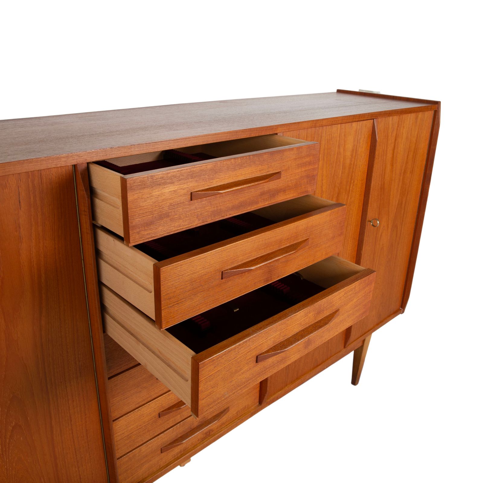 Midcentury Wooden Sideboard, Brown Highboard, Teak, Vkw Furniture photo vinterior