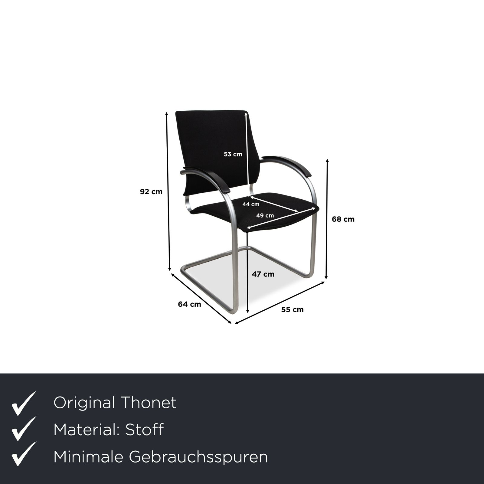 Set van 8 Thonet S74 stoelen – stof, zilver, vrijdragend, zwart photo furniture