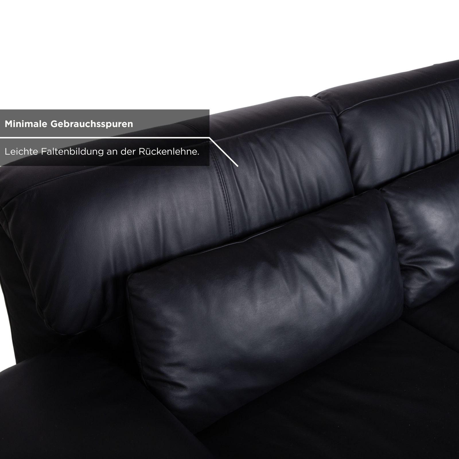 photo furniture Canapé 2 places Rolf Benz Plura en cuir noir, fonction manuelle