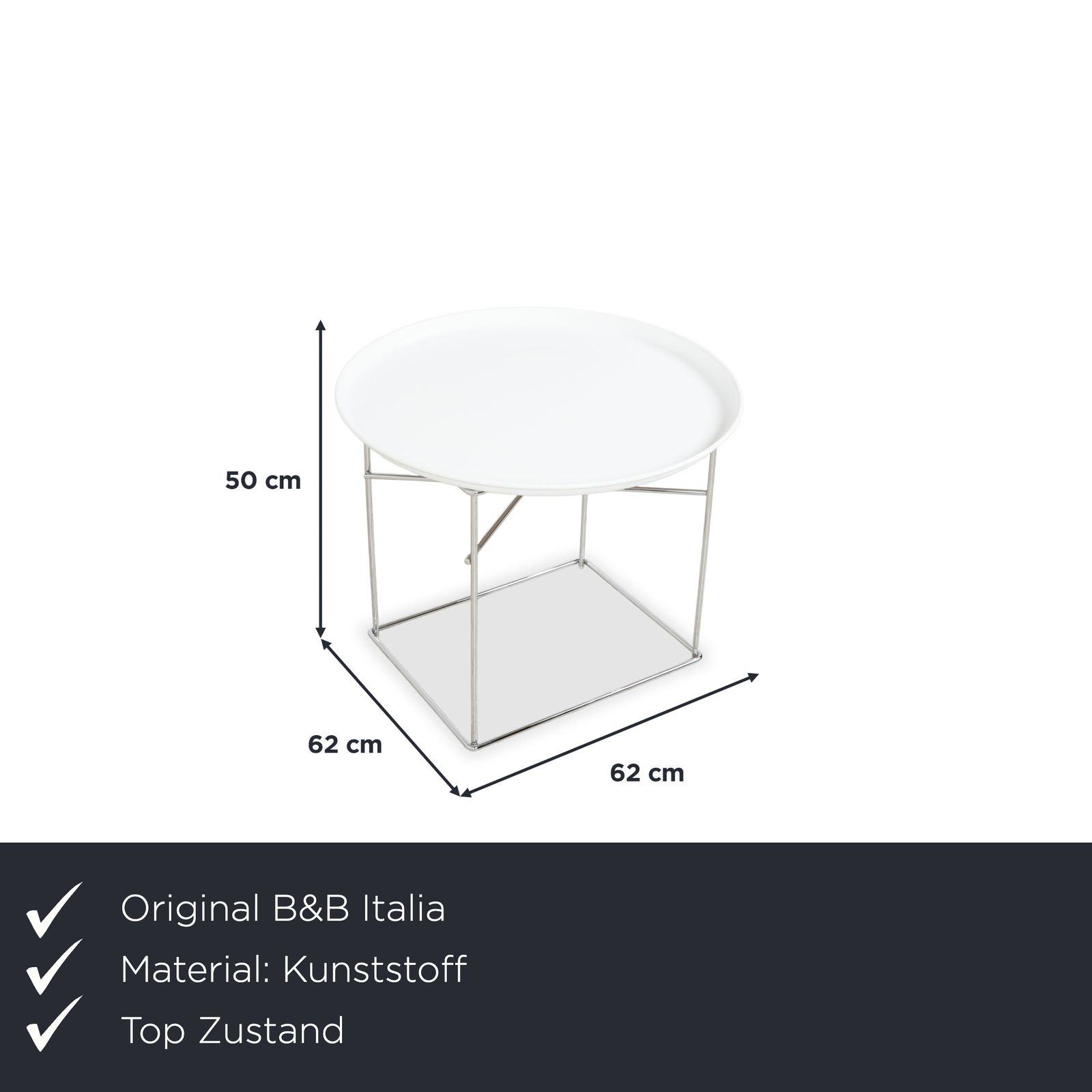 B&B Italia Fat Fat Coffee Table, White Plastic, 62 X 62 Cm, Chrome Frame photo furniture