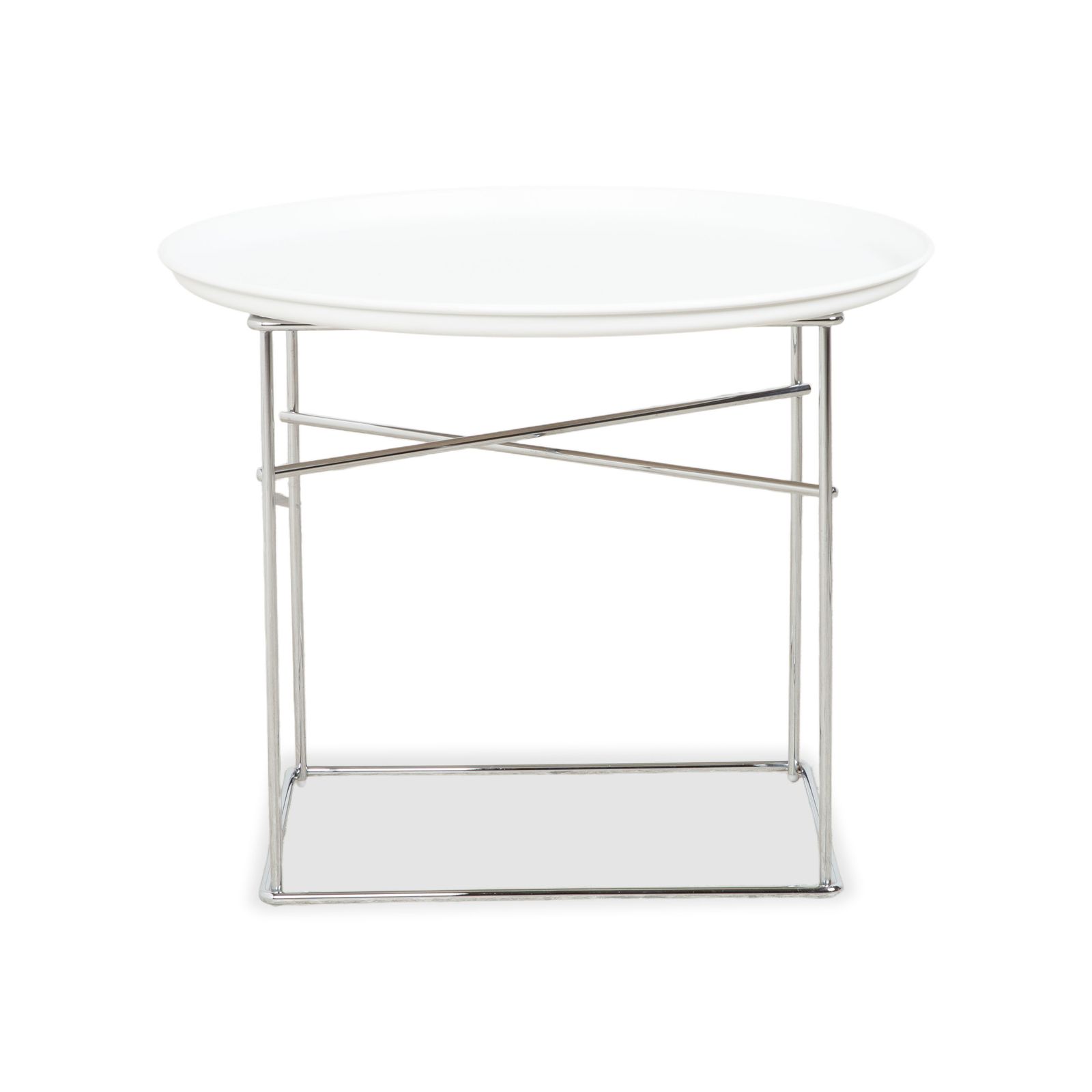 photo for sale B&B Italia Fat Fat Coffee Table, White Plastic, 62 X 62 Cm, Chrome Frame