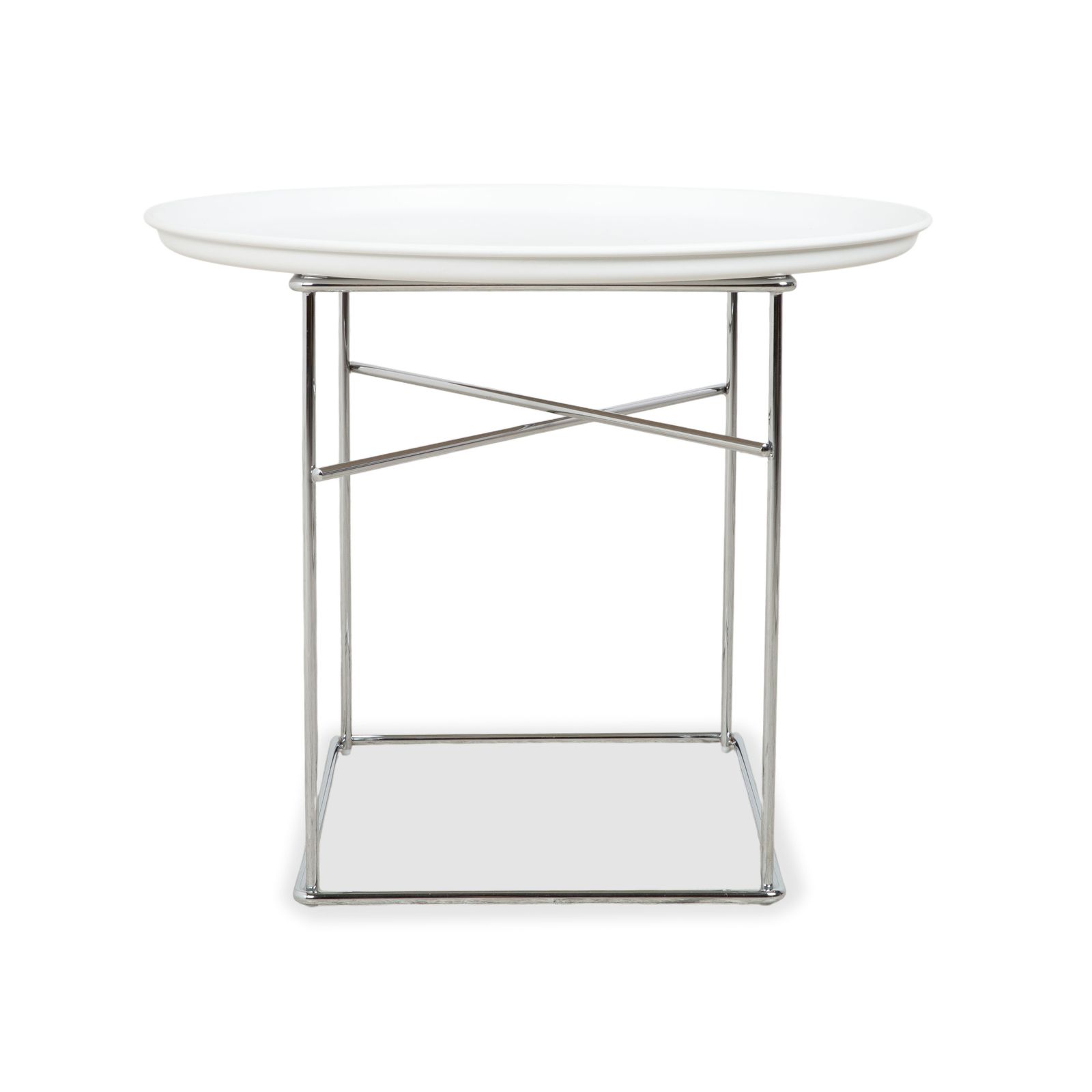 Furniture B&B Italia Fat Fat Coffee Table, White Plastic, 62 X 62 Cm, Chrome Frame photo