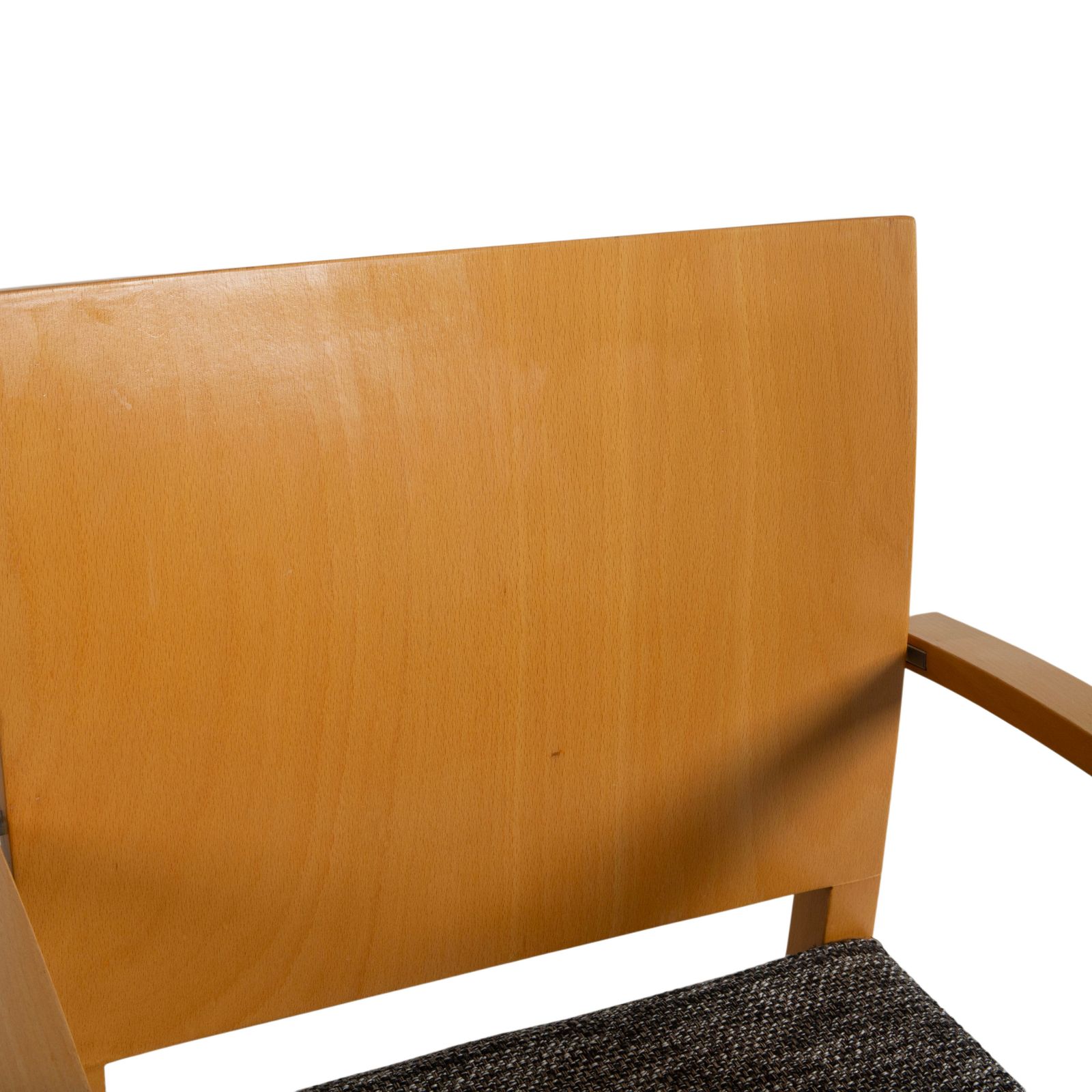 Lot de 6 chaises Thonet, tissu et bois, gris et brun avec accoudoirs photo vinterior