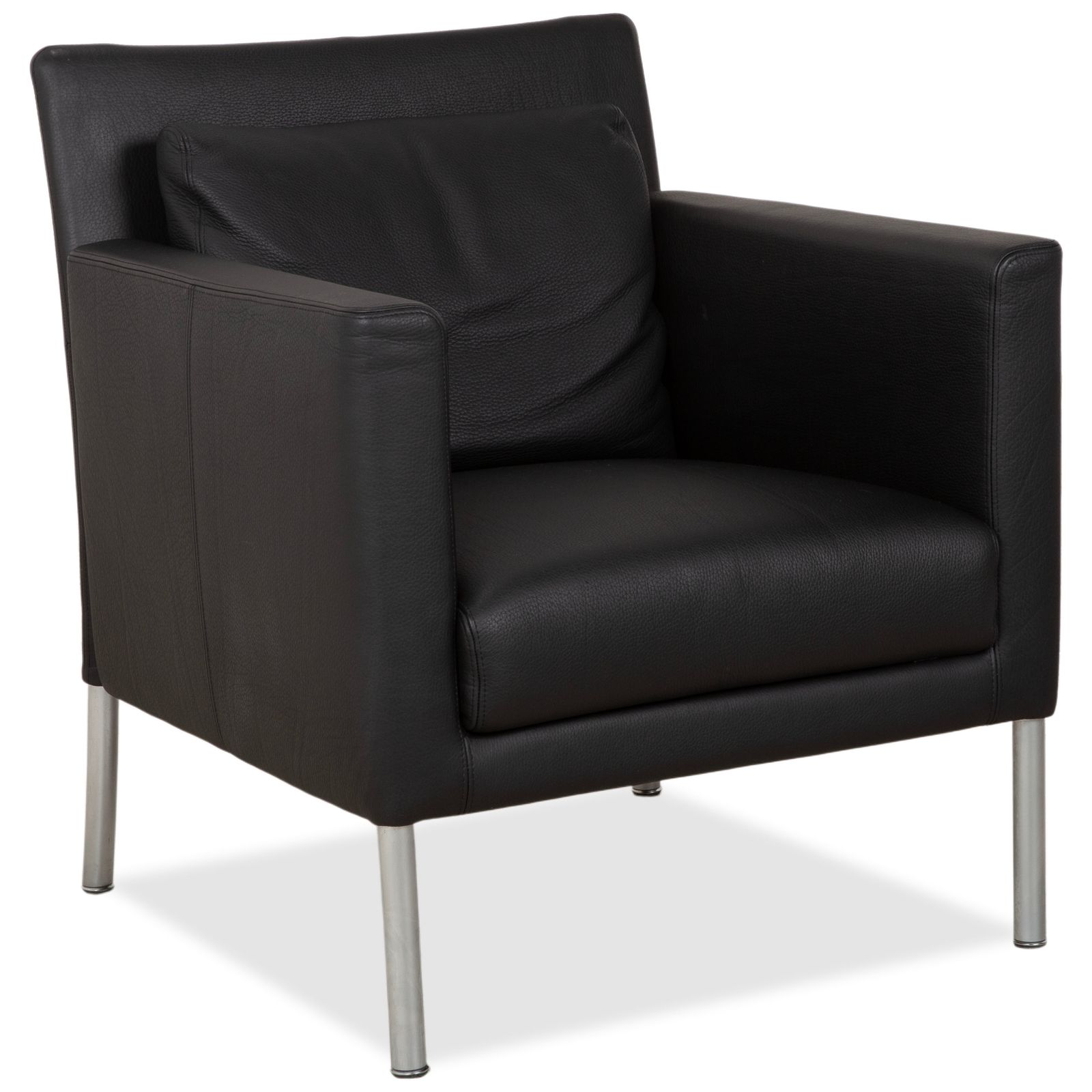 Walter Knoll Jason Leather Armchair Black Nappa Leather Frame Metal