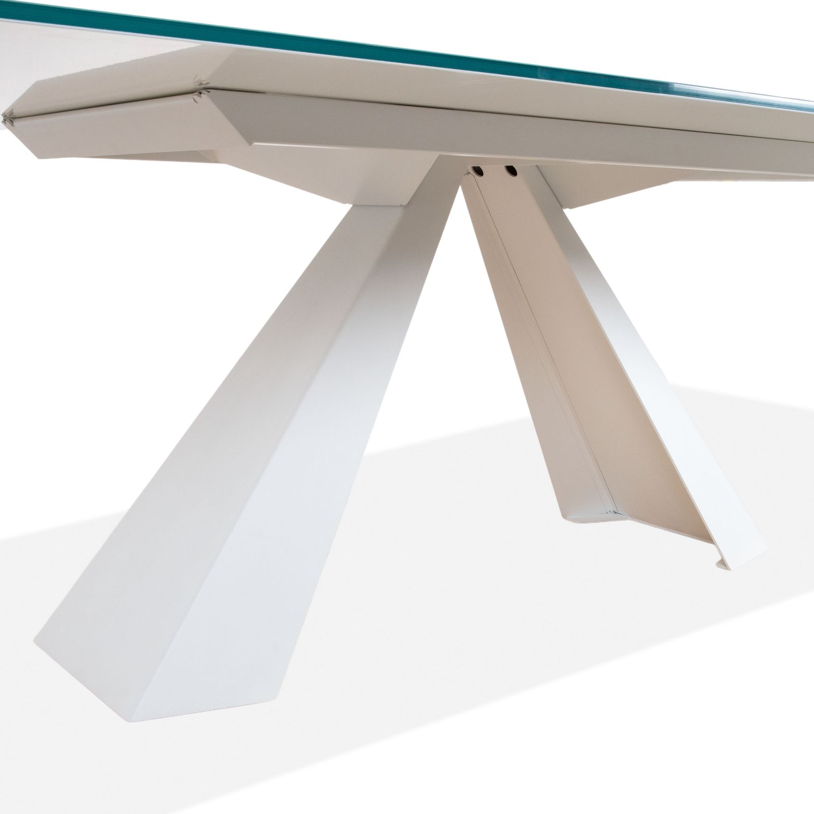 Table à manger Cattelan Italia en verre, cadre blanc, bleu clair turquoise, 240 x 120 cm photo Mobilier