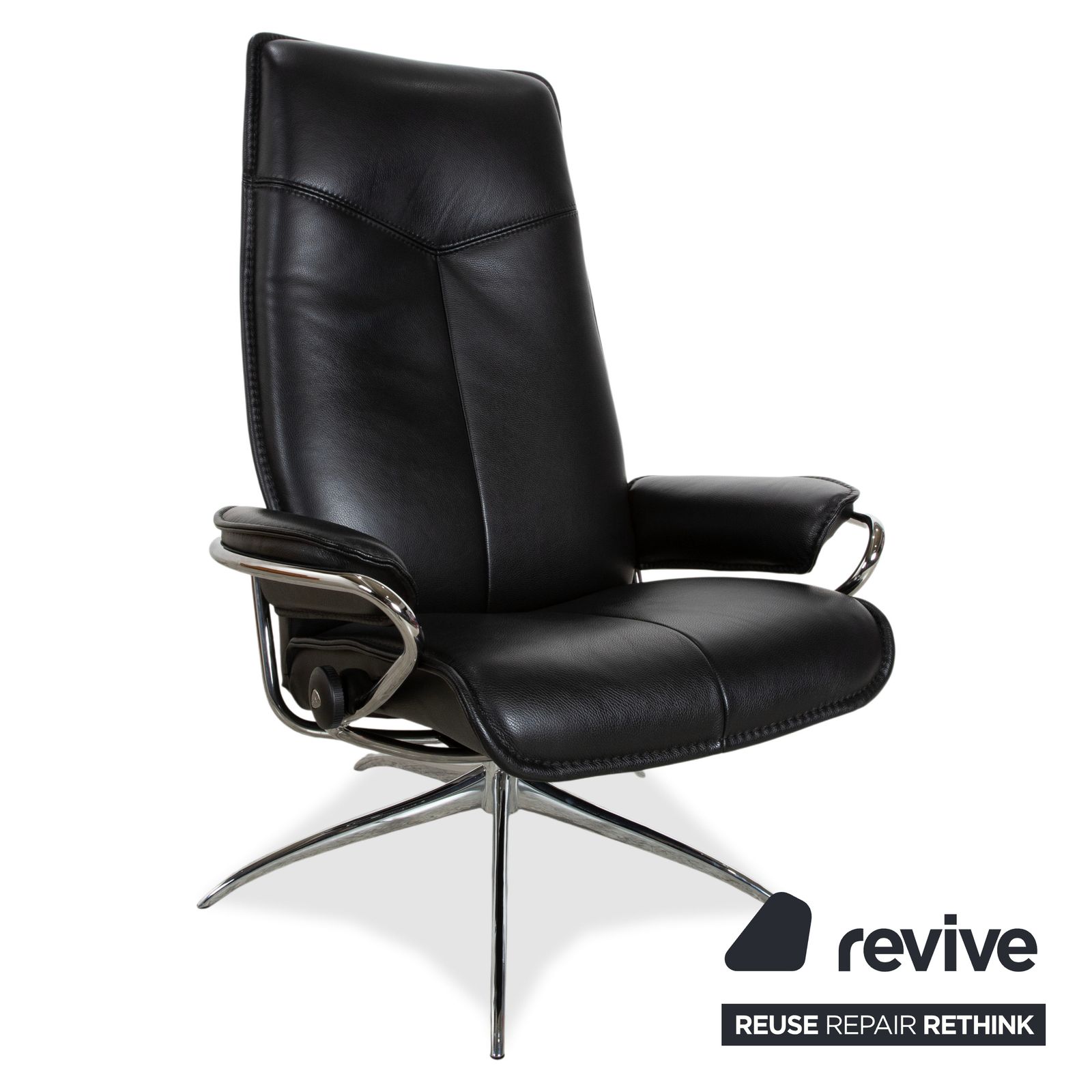 Stressless City Leather Recliner Black Incl. Footstool, Manual Function, Star Base photo Furniture