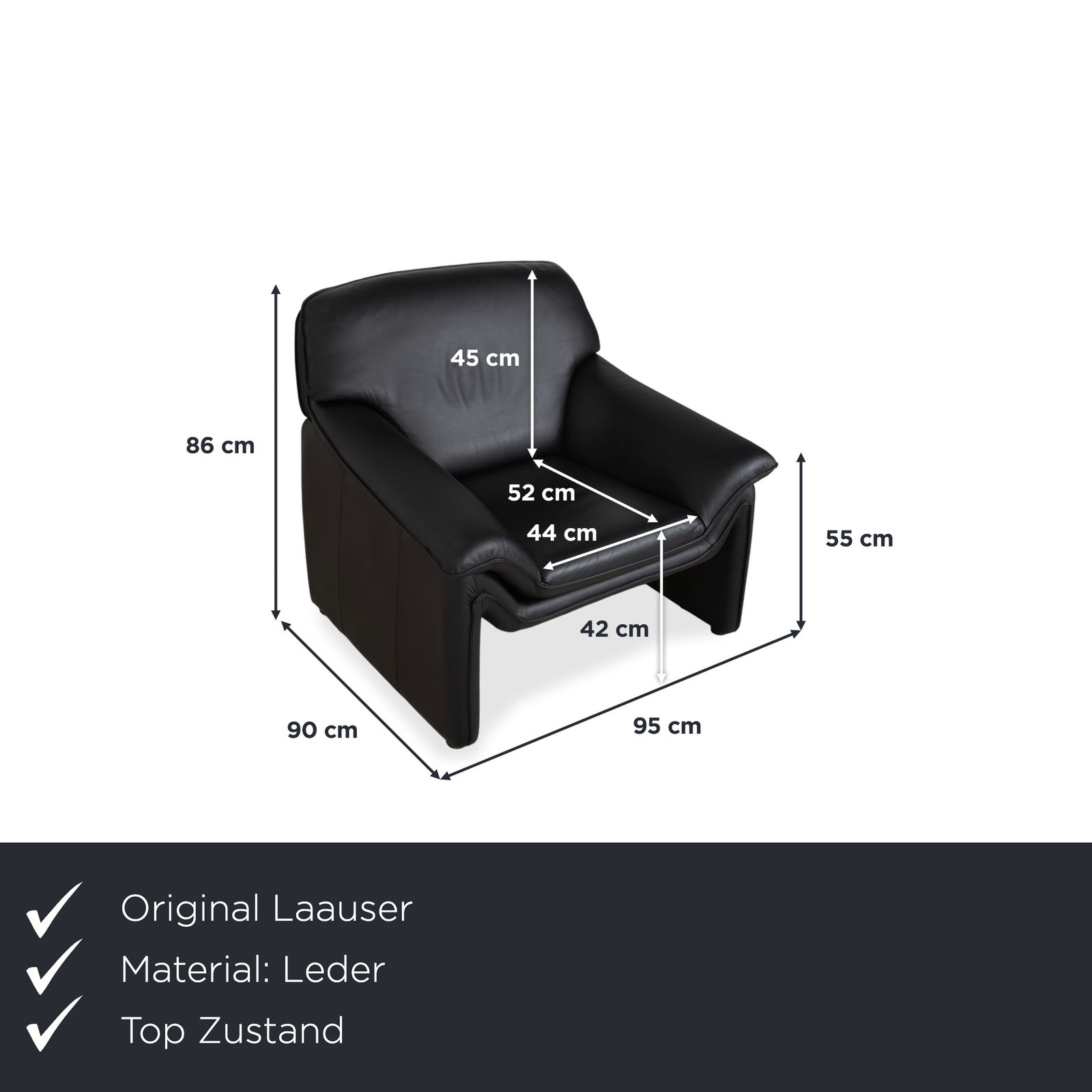 Fauteuil Lauuser Atlanta en cuir noir photo furniture