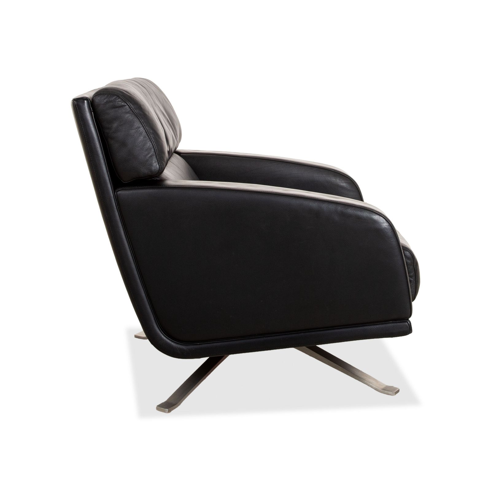 Rolf Benz Leather Armchair Black Executive Chair Metal Swivel Base Swivel Function photo buy