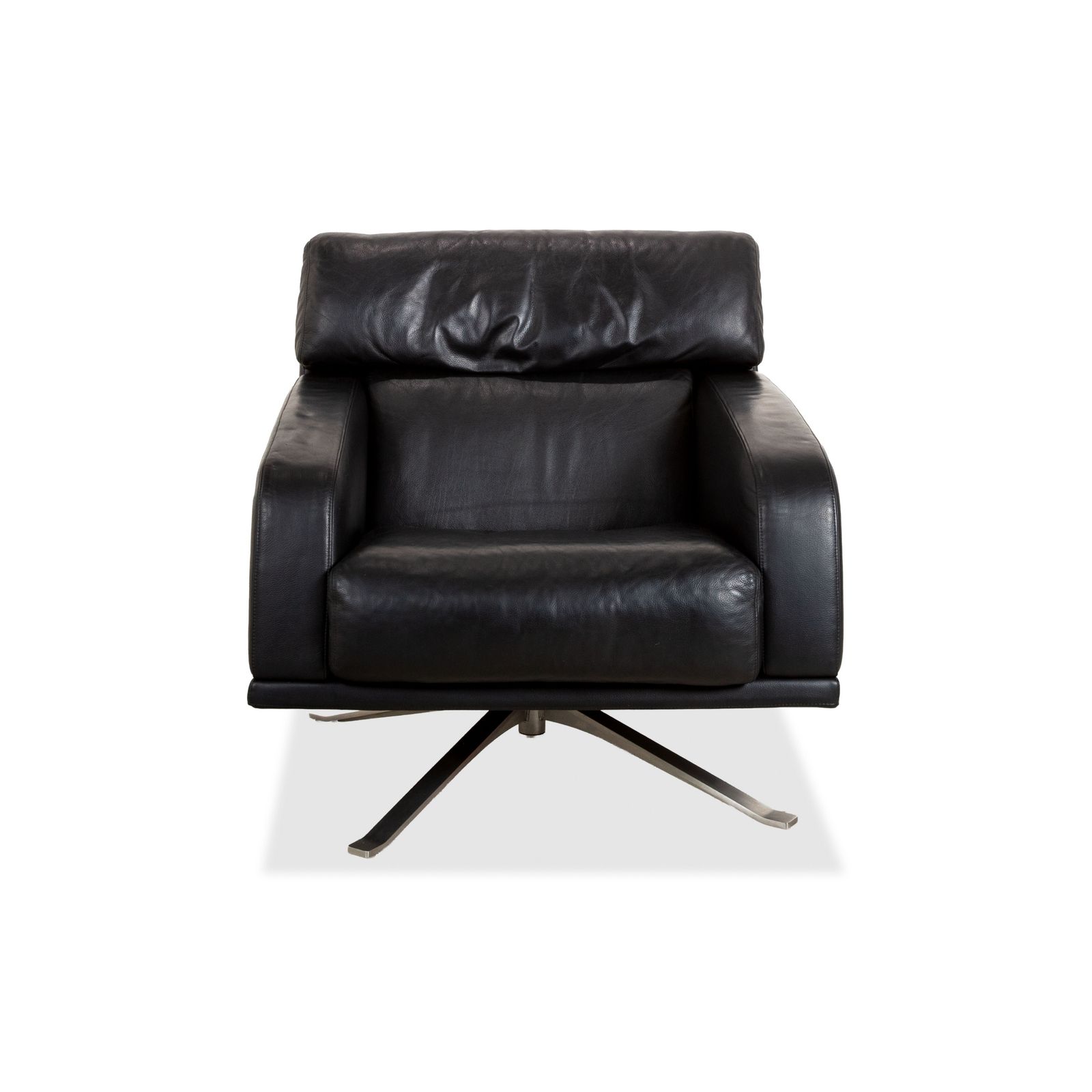 photo for sale Rolf Benz Leather Armchair Black Executive Chair Metal Swivel Base Swivel Function