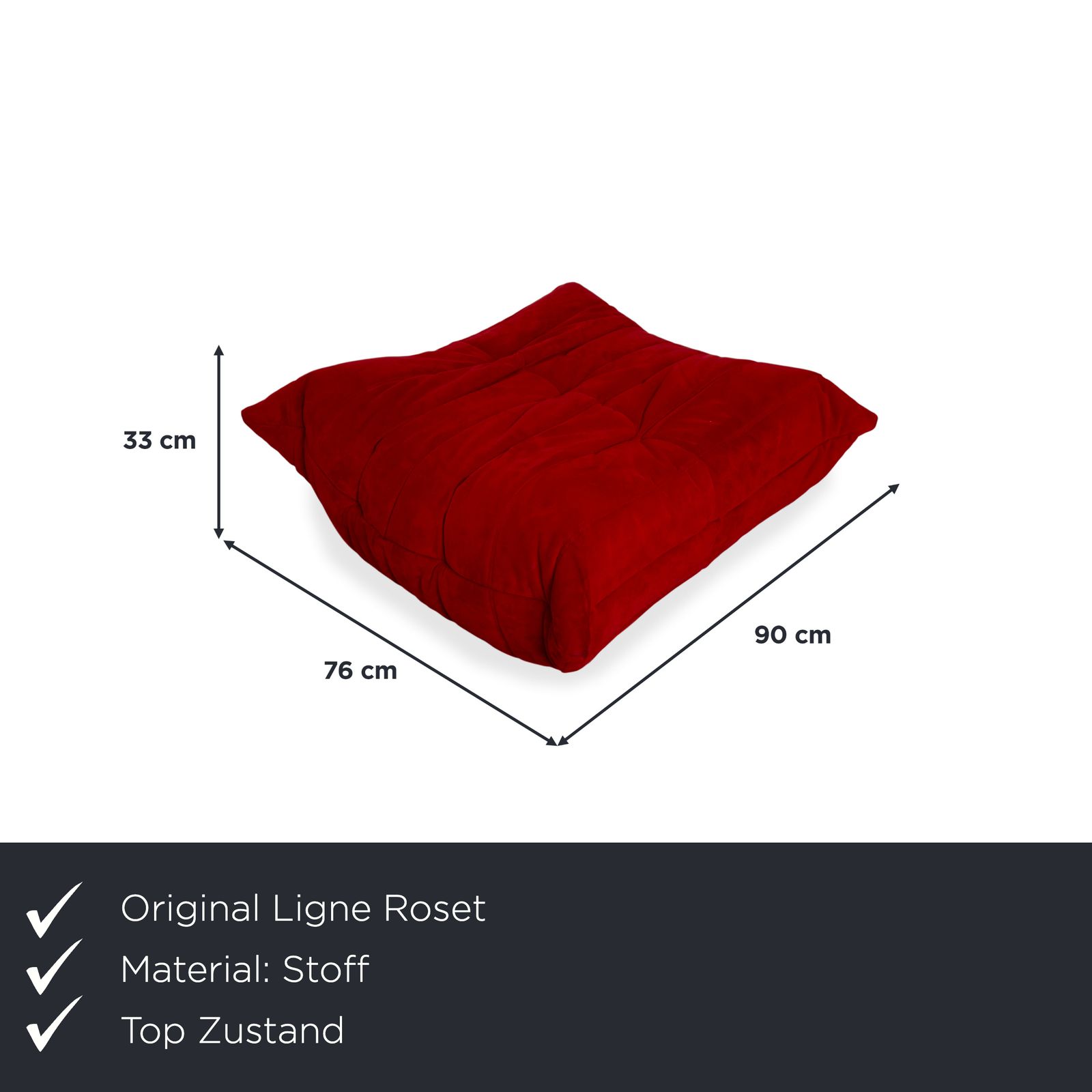 Ligne Roset Togo Stool In Alcantara Red Coral Fabric photo furniture