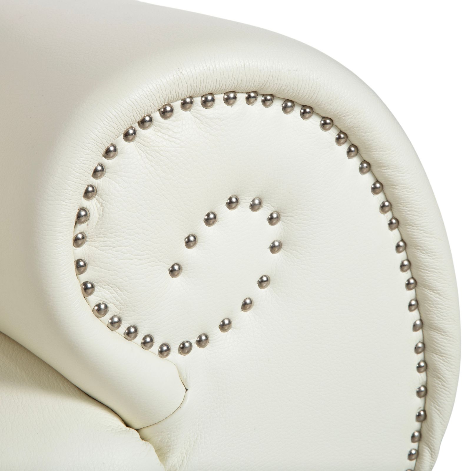 Bretz Gaudi Leather Three Seater Sofa White Cream Beige Silver Lion's Paw Feet Rivets photo Furniture