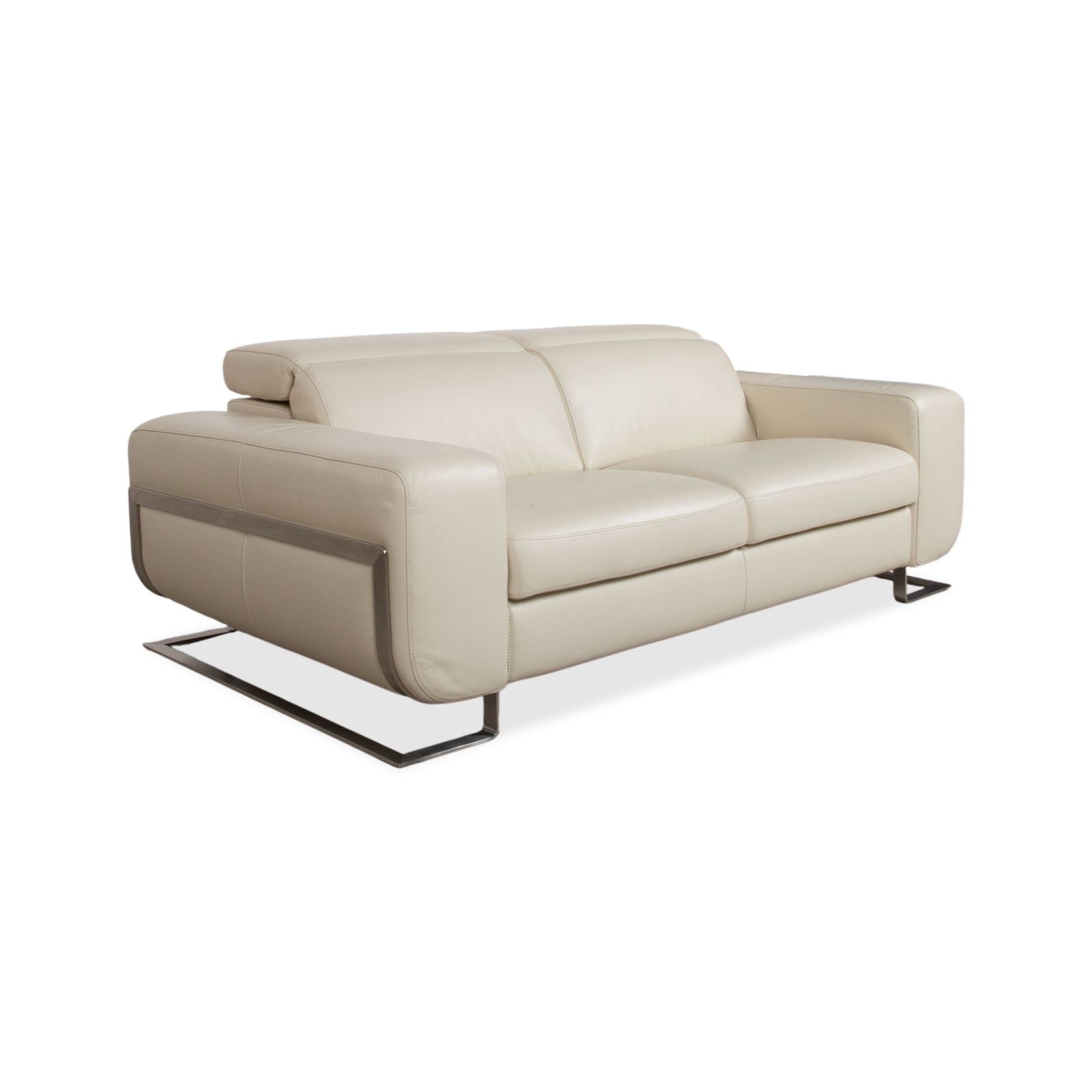 Joop 007 Leather Set Three Seater & Two Seater Cream Sofa Metal Feet Reclining Position Electric/Manual Function photo vinterior