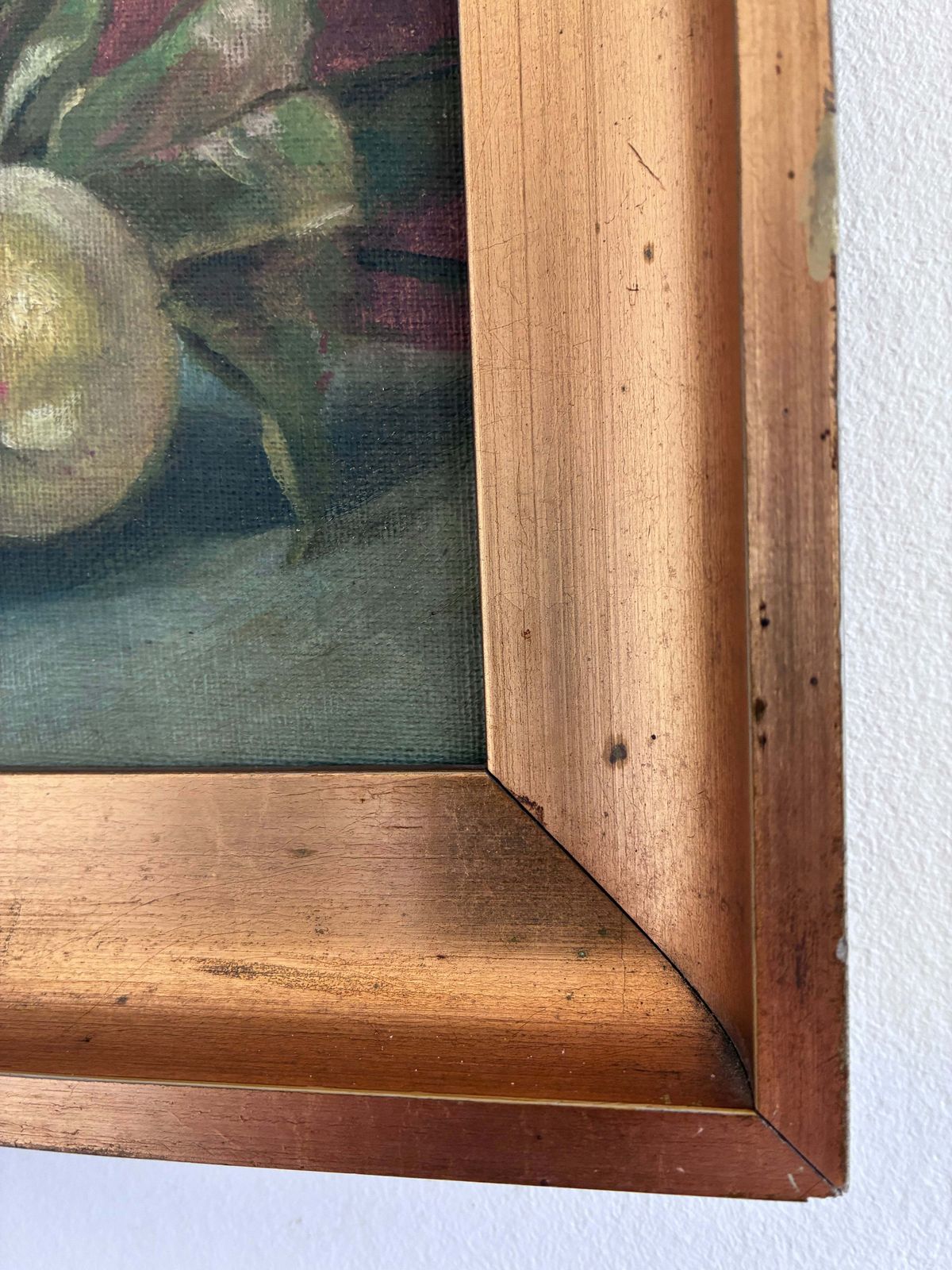photo furniture Antique Original Still Life Oil Painting, Fruit Kitchen Art