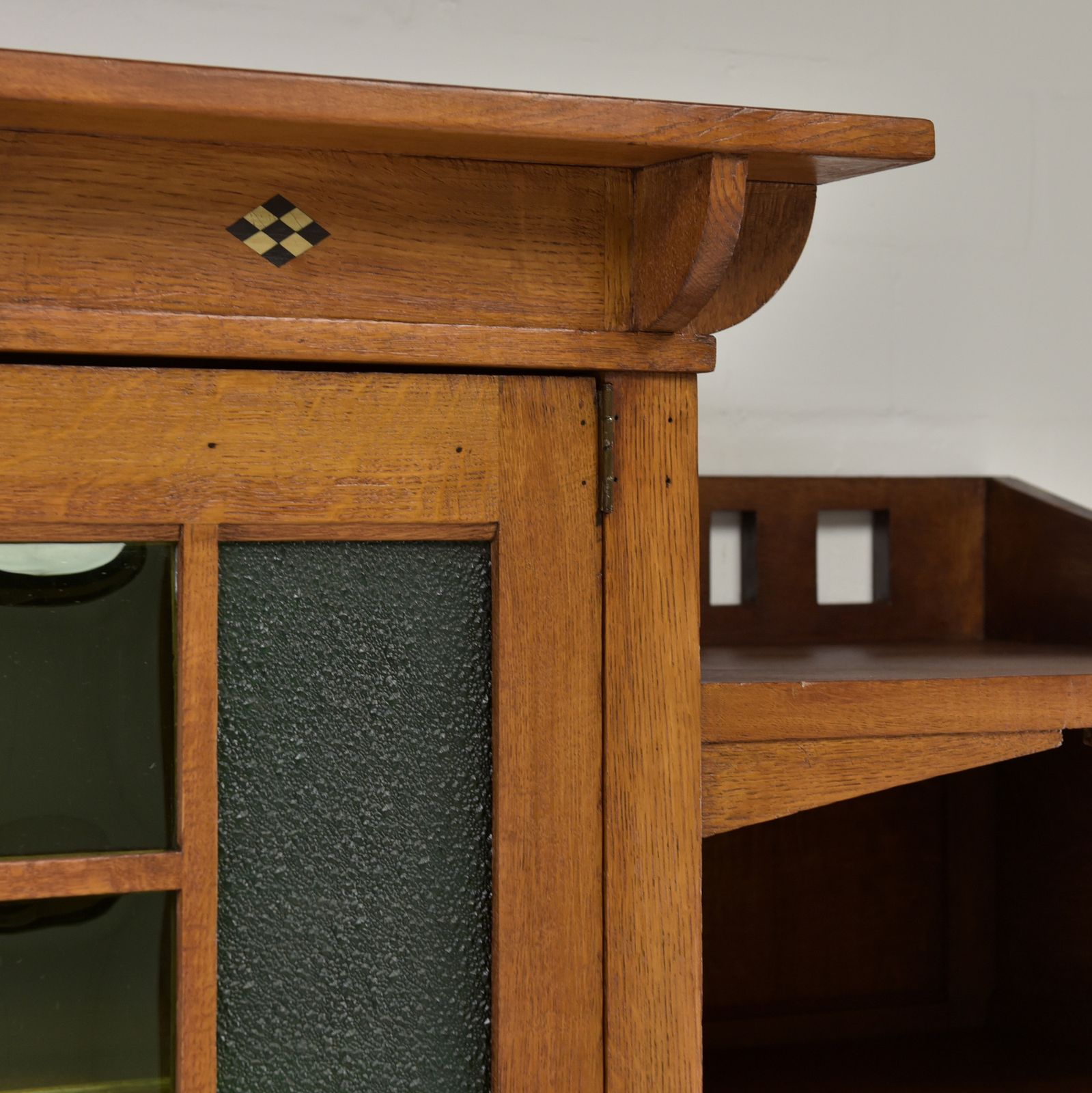 Antique! Large Restored Art Nouveau Oak Display Cabinet/Bookcase photo vintage