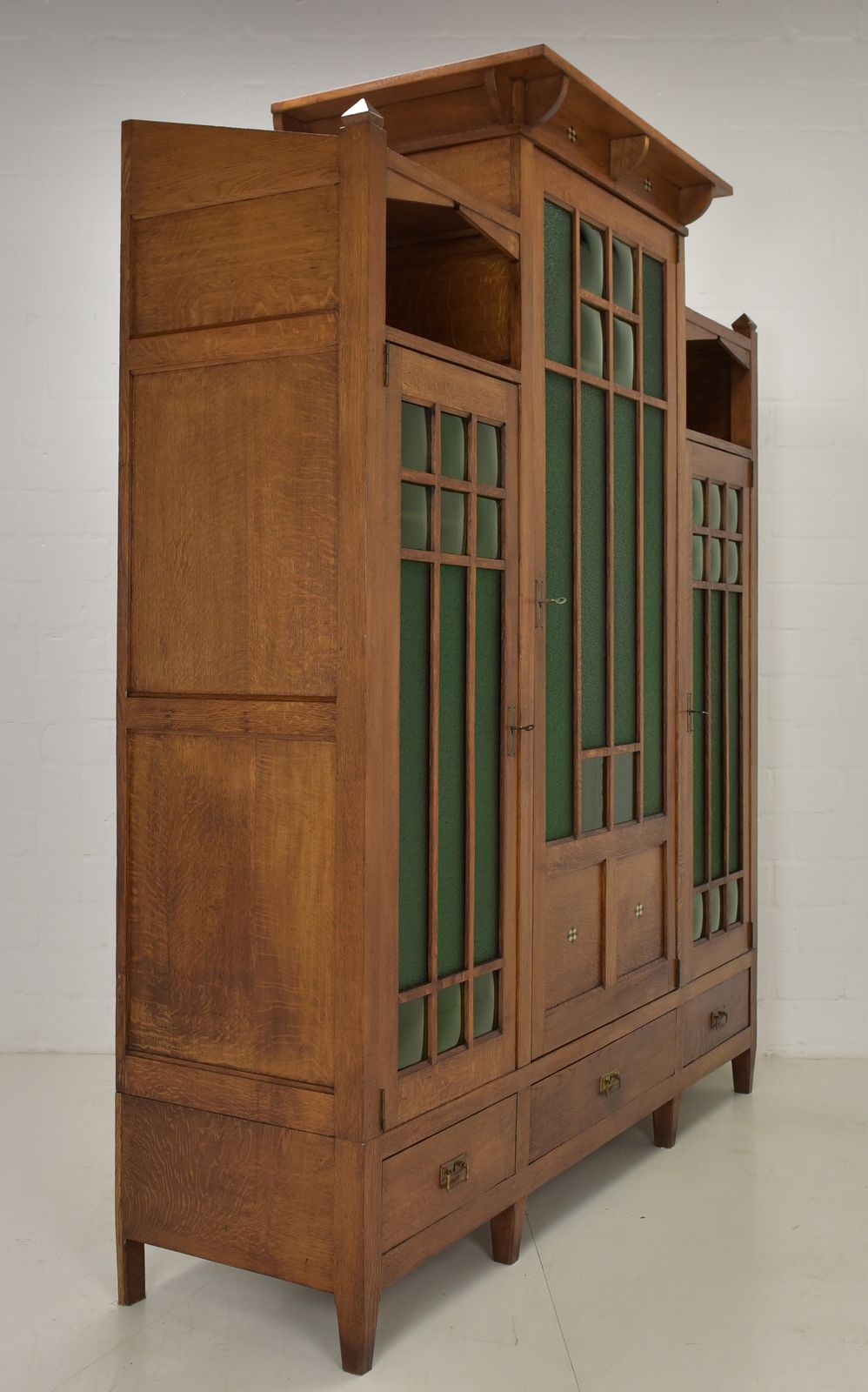 Furniture Antique! Large Restored Art Nouveau Oak Display Cabinet/Bookcase photo
