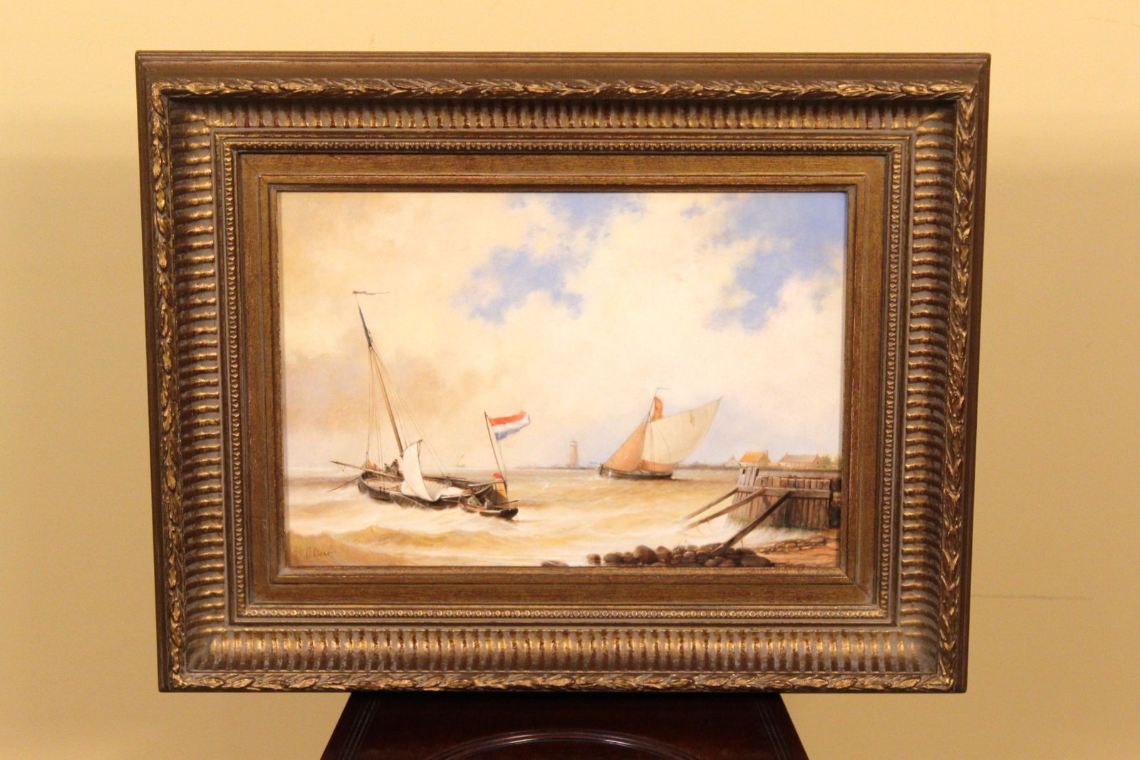 Pair Of 19thc Oil On Board  Marine Scenes photo Art