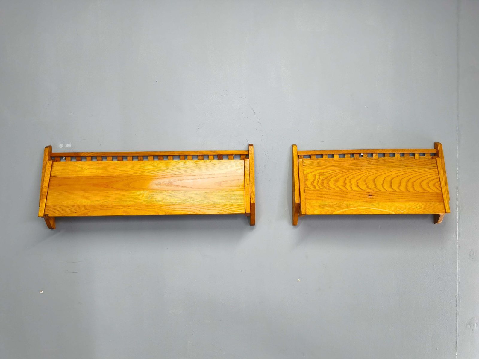 Pair Of Mid Century Folding Wall Shelves By Uluv, Czechoslovakia 1960s photo vintage