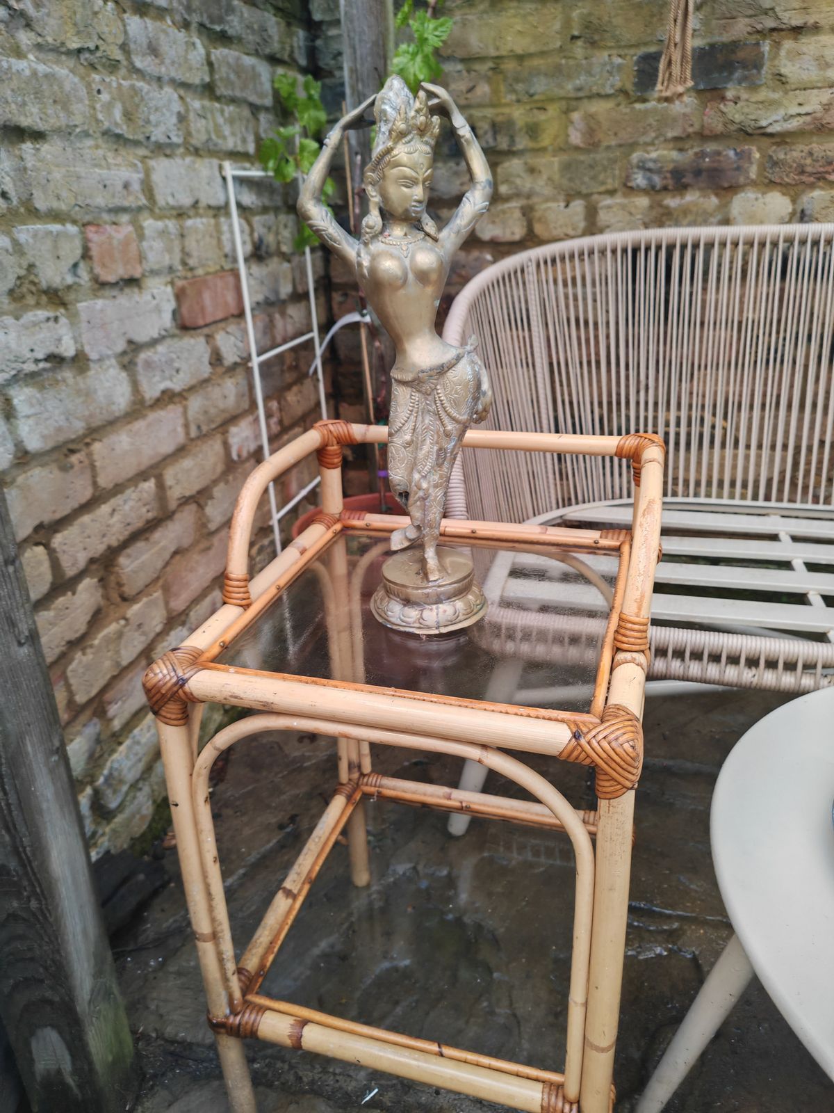 A Pair Ofmid Century Bamboo And Glass Side Tables photo 250.0